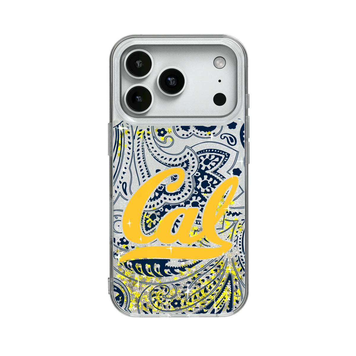 University of California Berkeley Golden Bears Paisley Glitter Phone Case for Apple iPhone