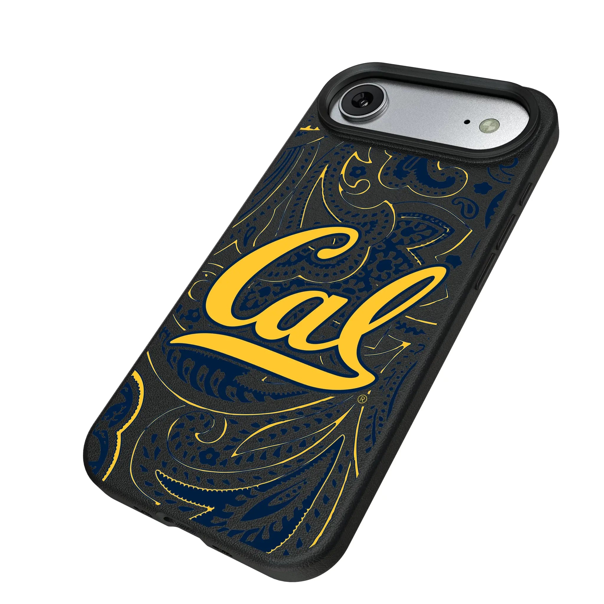 University of California Berkeley Golden Bears Paisley iPhone MagSafe Compatible Phone Case for Apple iPhone - Isometric View#Device_iPhone Air