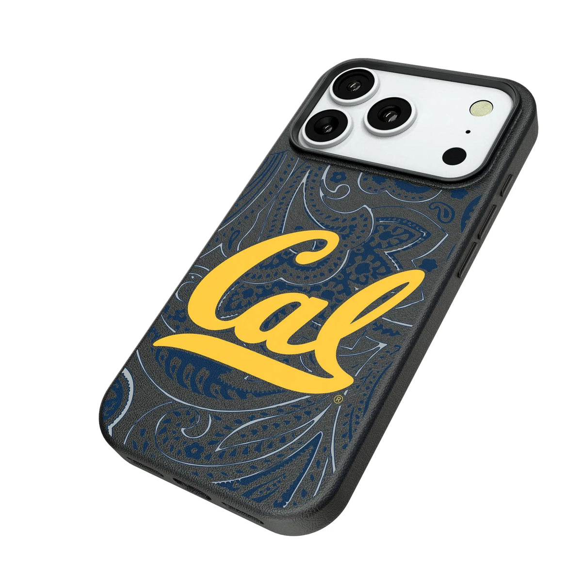 University of California Berkeley Golden Bears Paisley iPhone MagSafe Compatible Phone Case for Apple iPhone - Isometric View#Device_iPhone 18 Pro