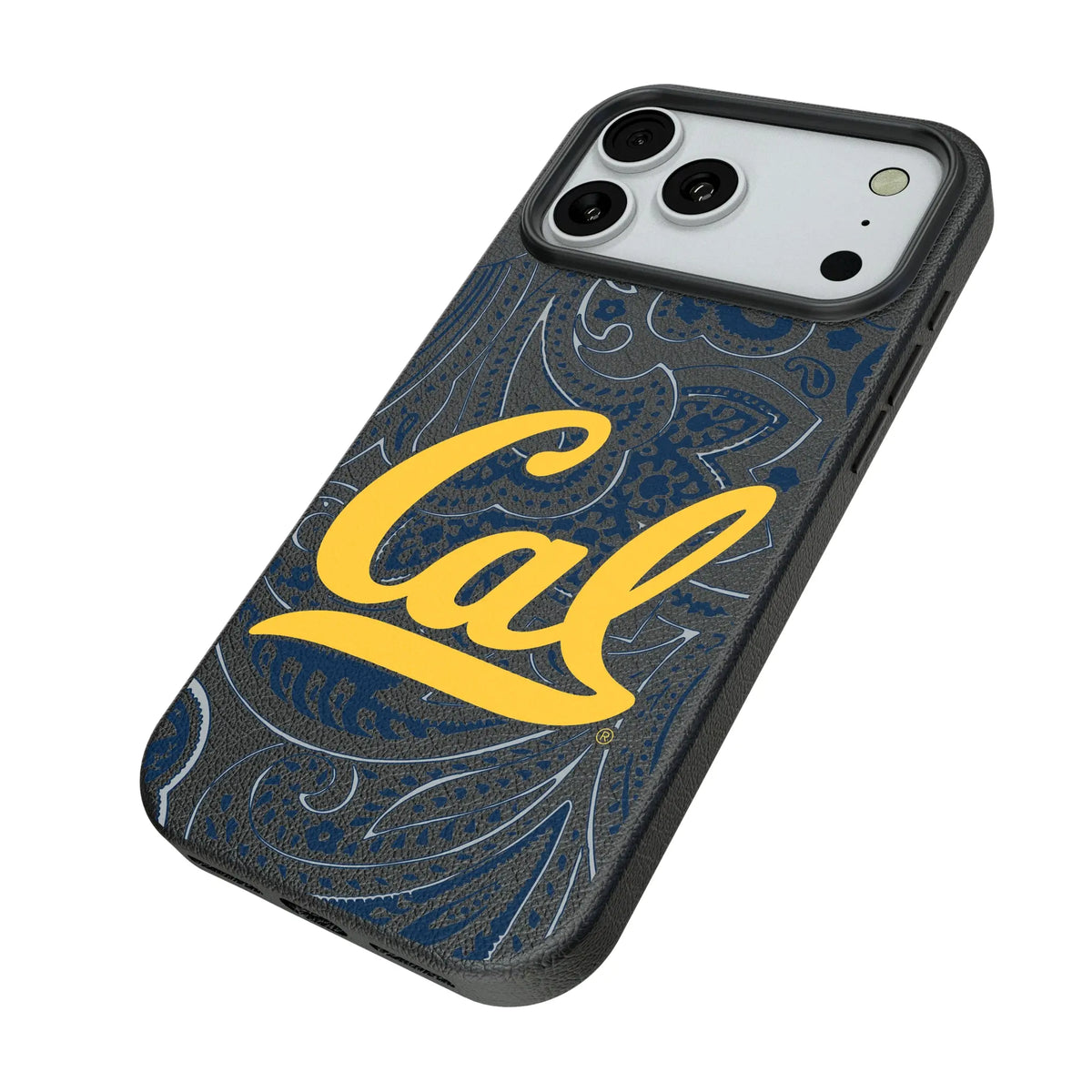 University of California Berkeley Golden Bears Paisley iPhone MagSafe Compatible Phone Case for Apple iPhone - Isometric View#Device_iPhone 18 Pro Max