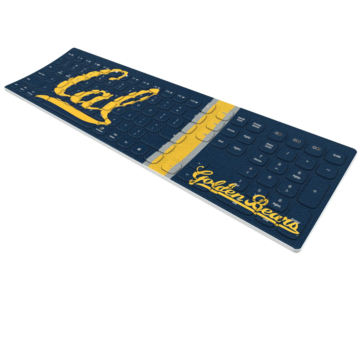 University of California Berkeley Golden Bears Stripe KKB605 Curved Wireless Keyboard - Isometric View