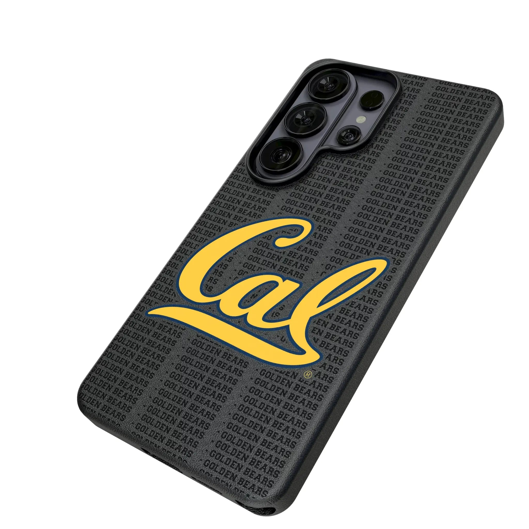 University of California Berkeley Golden Bears Text Backdrop Galaxy MagSafe Compatible Phone Case for Samsung Galaxy - Isometric View#Device_Galaxy S26 Ultra