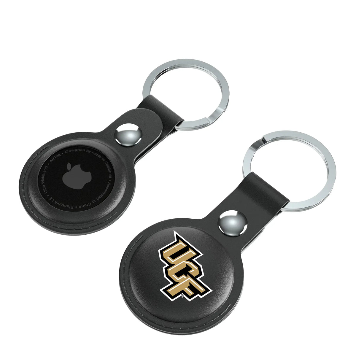 University of Central Florida Golden Knights Insignia AirTag Black Airtag Holder 2-Pack - Isometric View