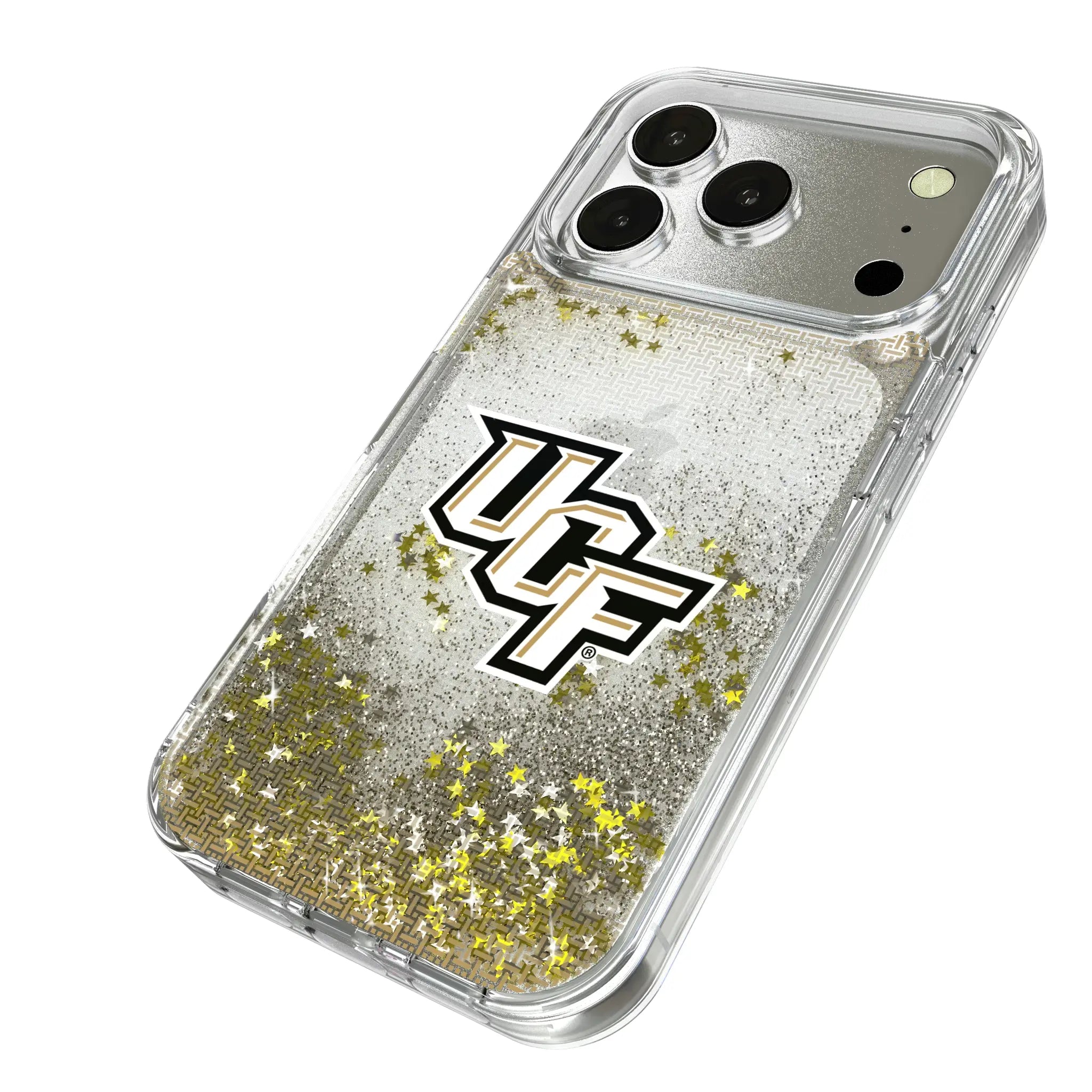 University of Central Florida Golden Knights Linen iPhone Glitter Phone Case for Apple iPhone - Isometric View