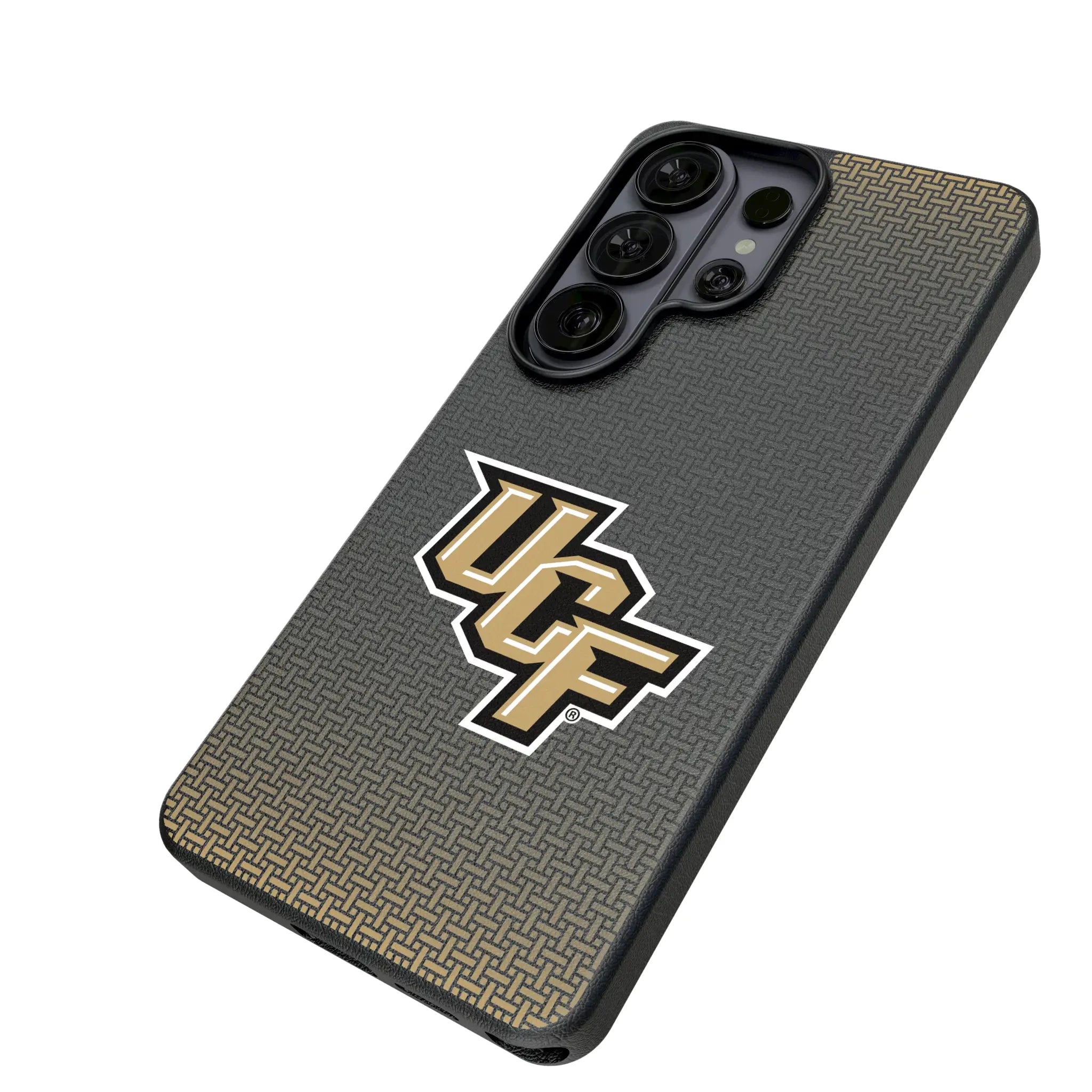 University of Central Florida Golden Knights Linen Galaxy MagSafe Compatible Phone Case for Samsung Galaxy - Isometric View#Device_Galaxy S26 Ultra