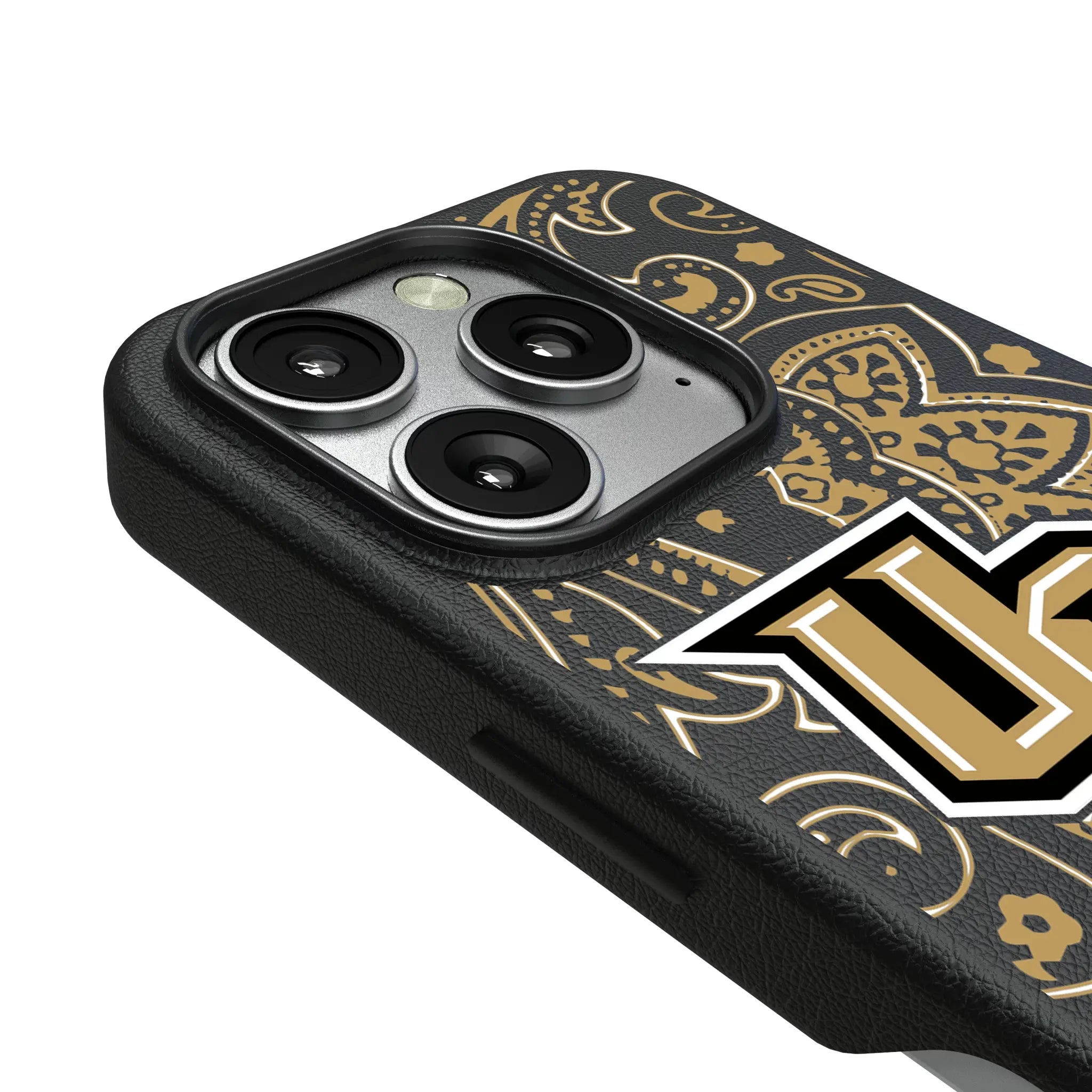 University of Central Florida Golden Knights Paisley iPhone MagSafe Compatible Phone Case for Apple iPhone - Detail