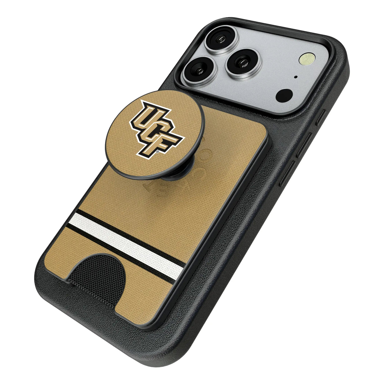 University of Central Florida Golden Knights Stripe Popsockets Wallet Magnetic - Isometric View
