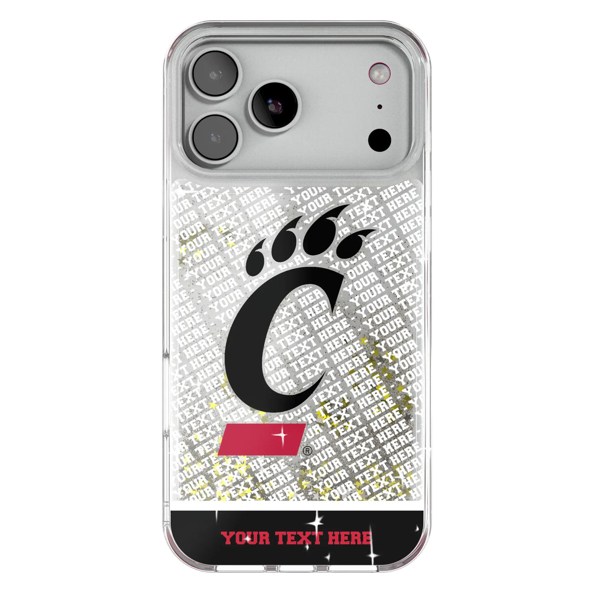University of Cincinnati Bearcats Personalized EndZone Plus Glitter Phone Case for Apple iPhone