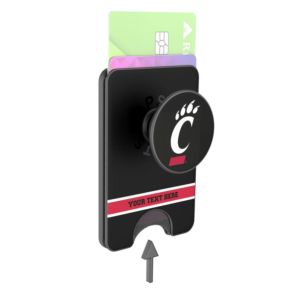 University of Cincinnati Bearcats Personalized Endzone Solid Popsockets Wallet Magnetic - Detail