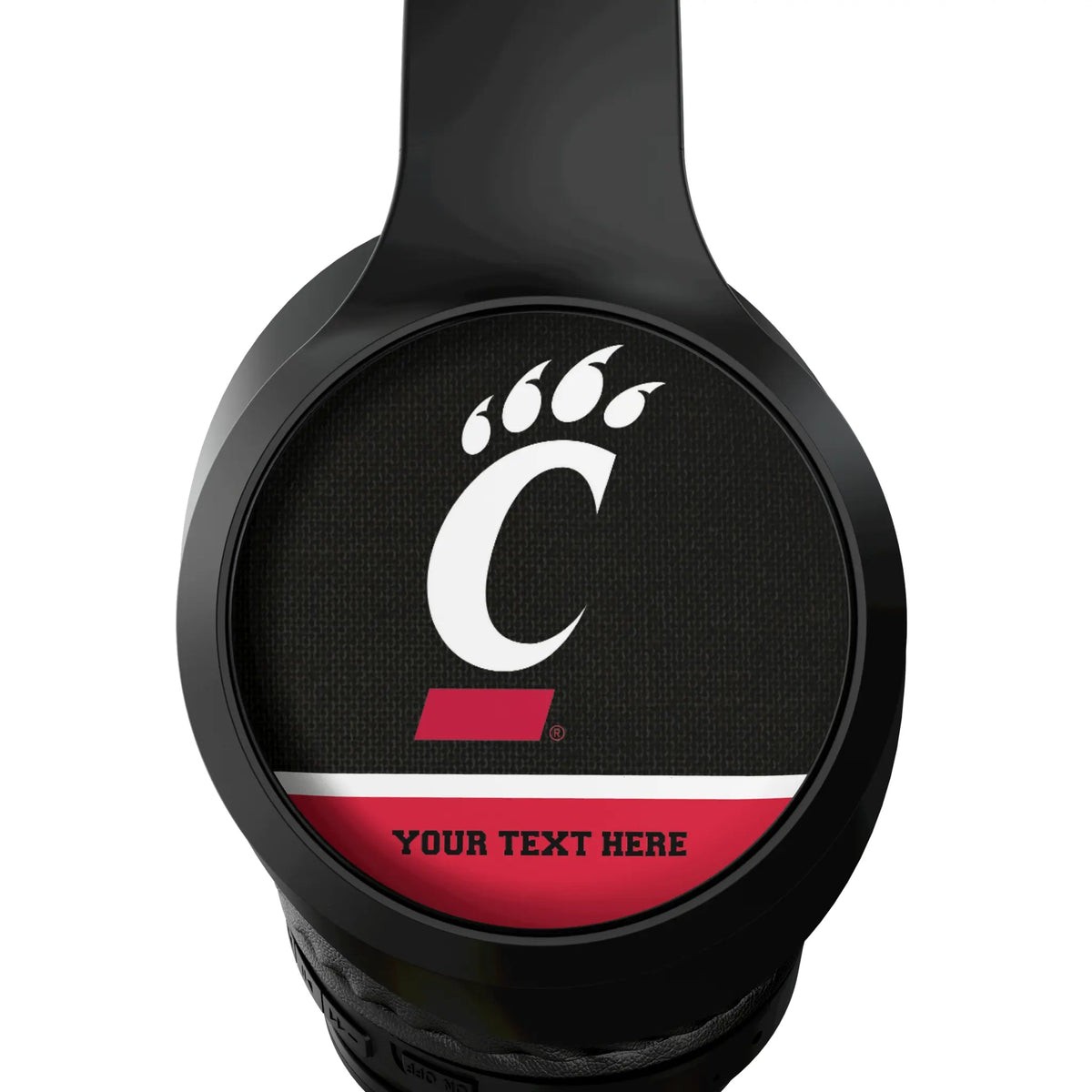 University of Cincinnati Bearcats Personalized Endzone Solid Wireless Over-Ear Headphones With Case - Detail