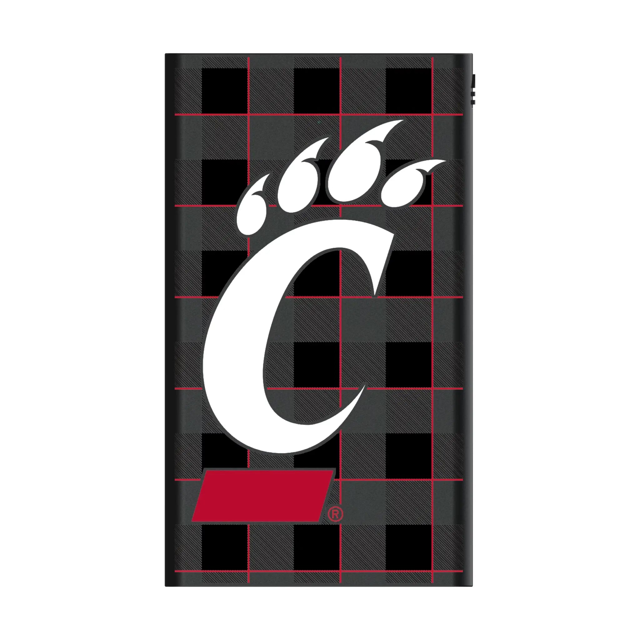 University of Cincinnati Bearcats Plaid 5000mAh Flat Power Bank