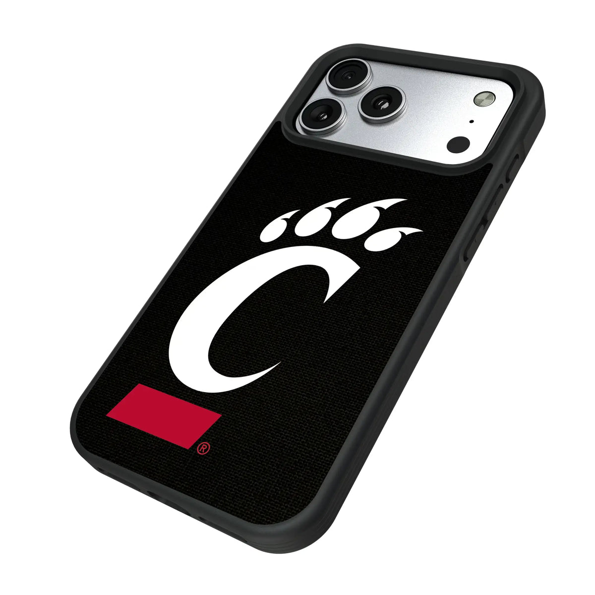 University of Cincinnati Bearcats Solid iPhone Bump Phone Case for Apple iPhone - Isometric View#Device_iPhone 17 Pro Max