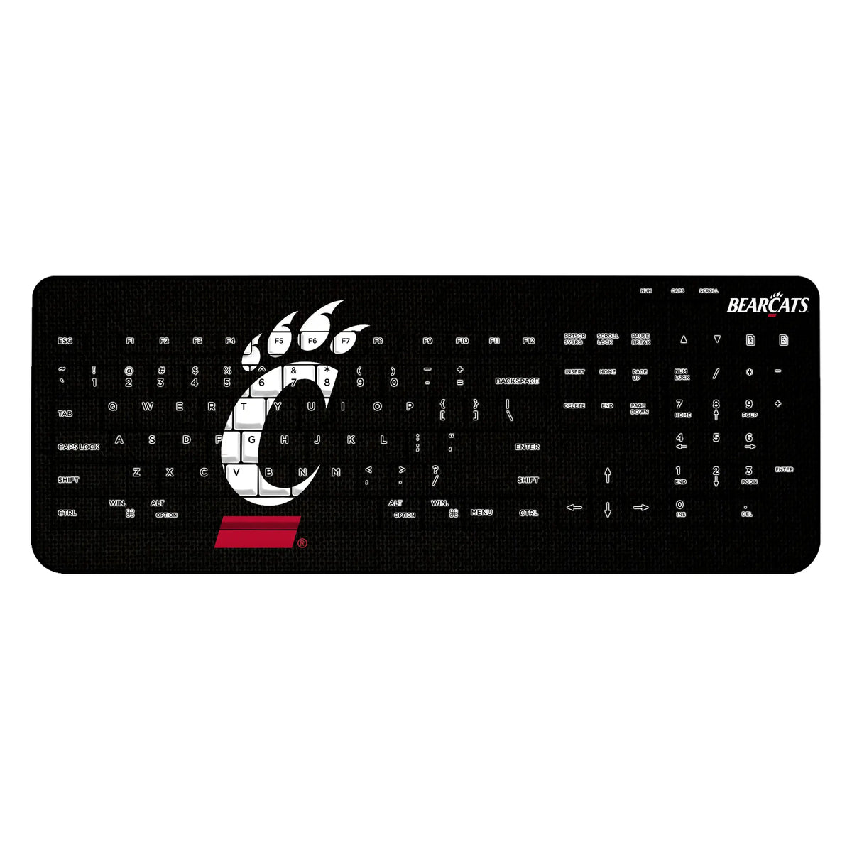 University of Cincinnati Bearcats Solid Wireless USB Keyboard