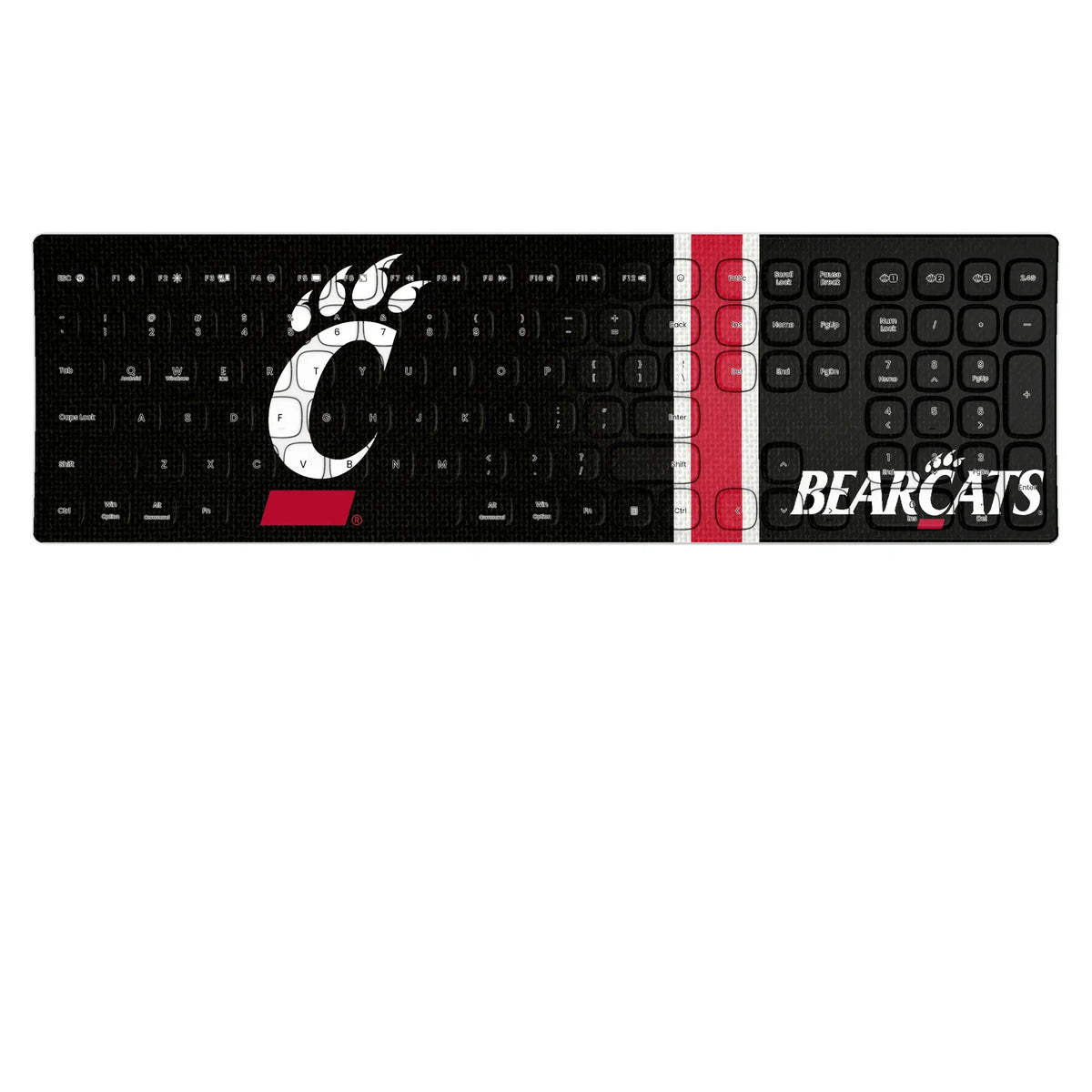 University of Cincinnati Bearcats Stripe KKB605 Curved Wireless Keyboard