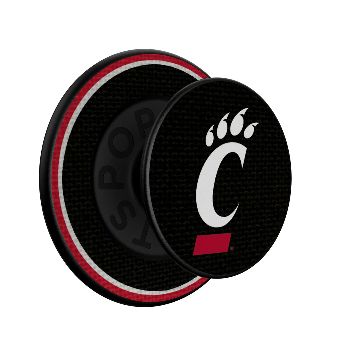 University of Cincinnati Bearcats Stripe Popsockets Round Magnetic - Isometric View