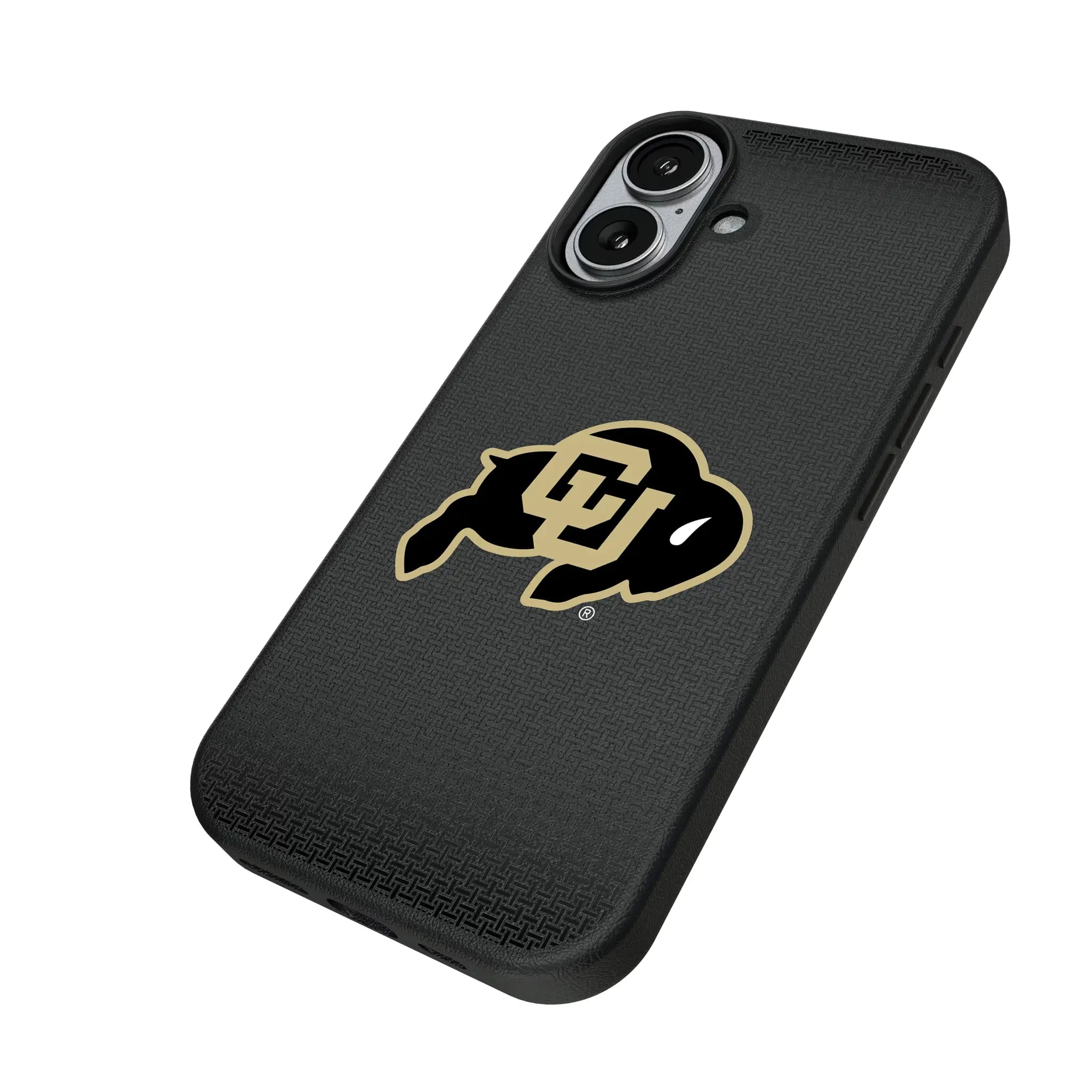 University of Colorado Buffaloes Linen iPhone MagSafe Compatible Phone Case for Apple iPhone - Isometric View#Device_iPhone 17