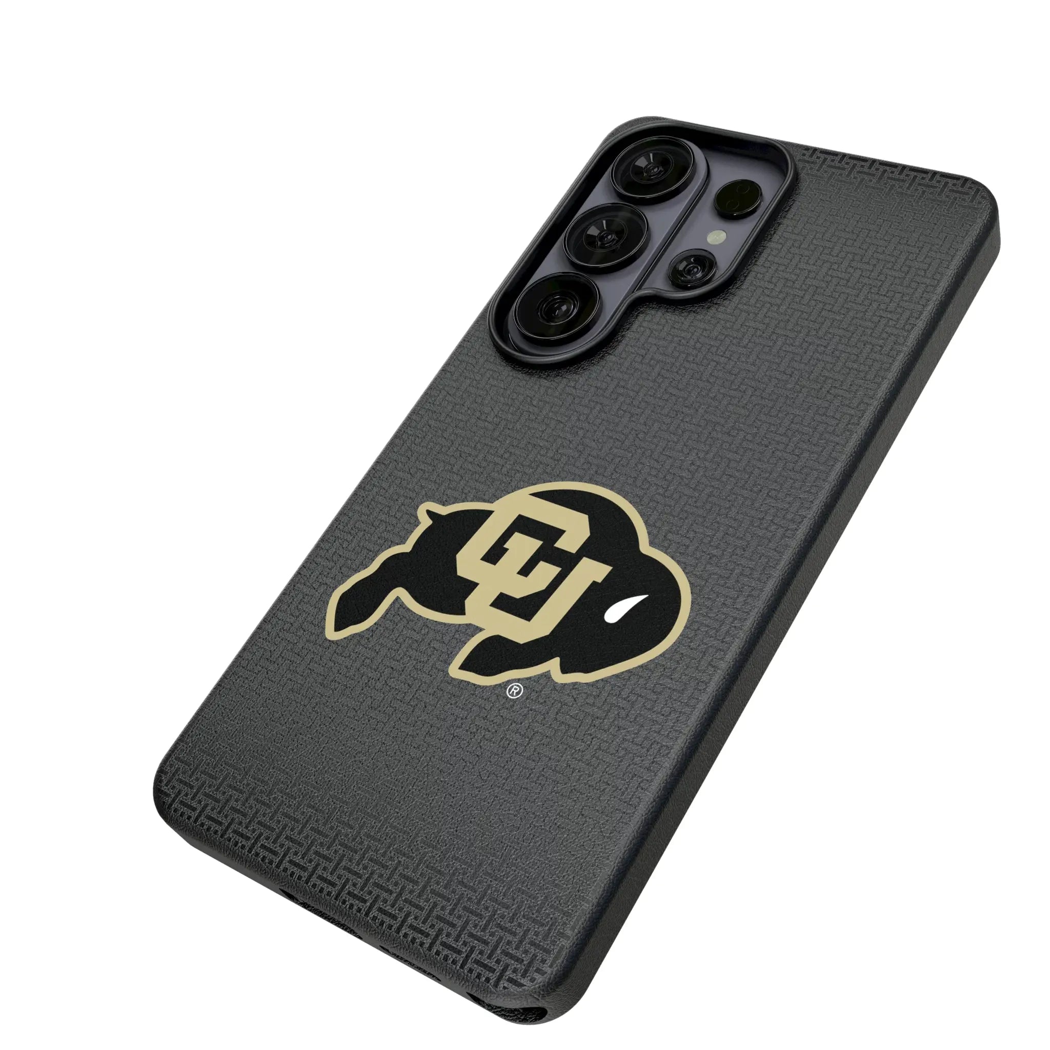 University of Colorado Buffaloes Linen Galaxy MagSafe Compatible Phone Case for Samsung Galaxy - Isometric View#Device_Galaxy S26 Ultra