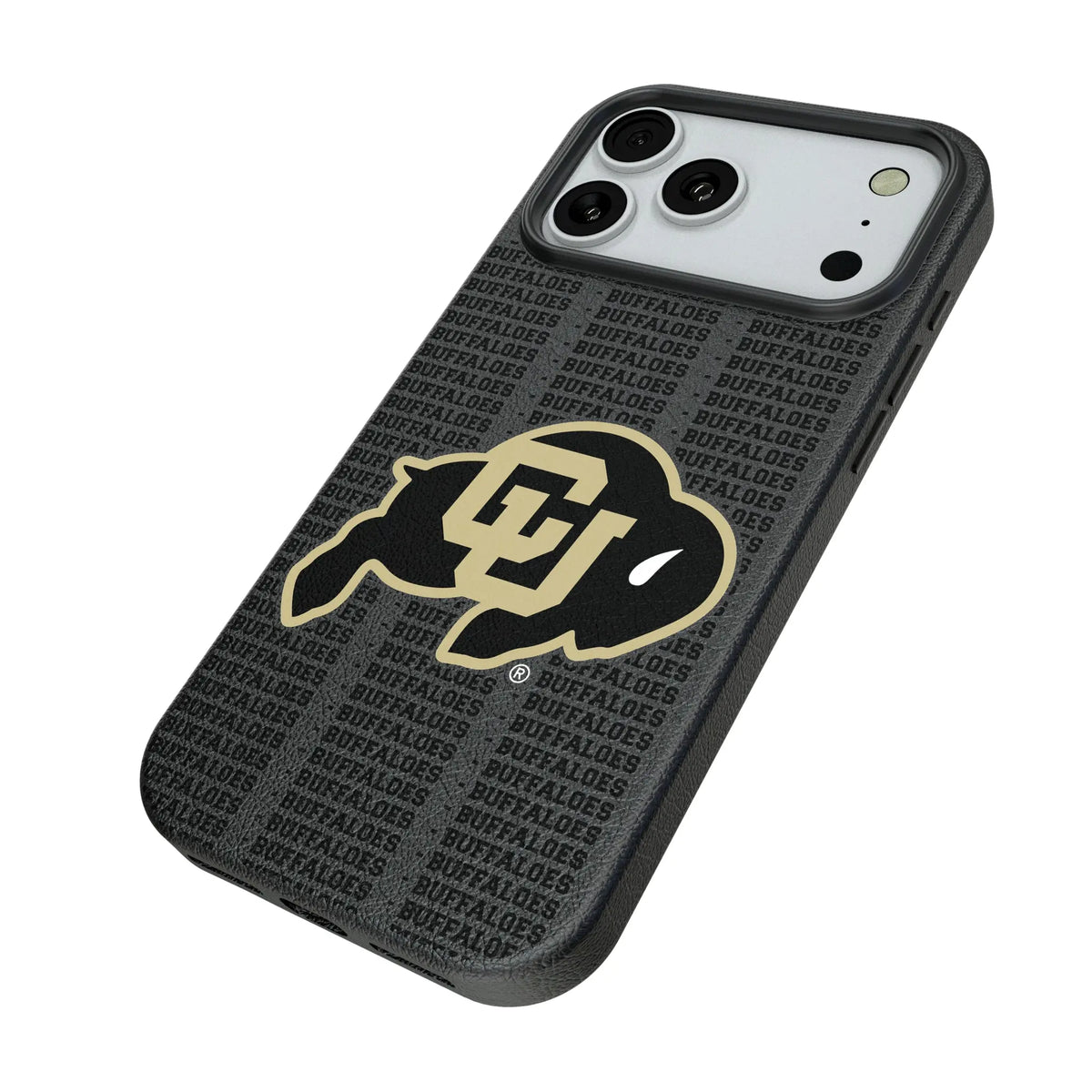 University of Colorado Buffaloes Text Backdrop iPhone MagSafe Compatible Phone Case for Apple iPhone - Isometric View#Device_iPhone 18 Pro Max