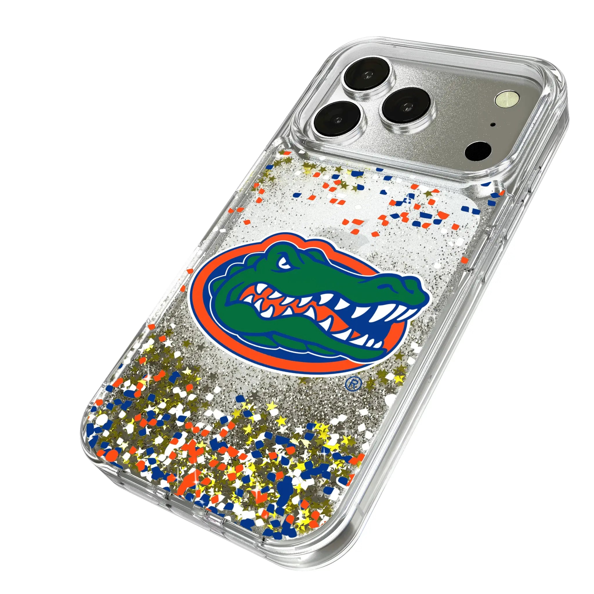 University of Florida Gators Confetti iPhone Glitter Phone Case for Apple iPhone - Isometric View