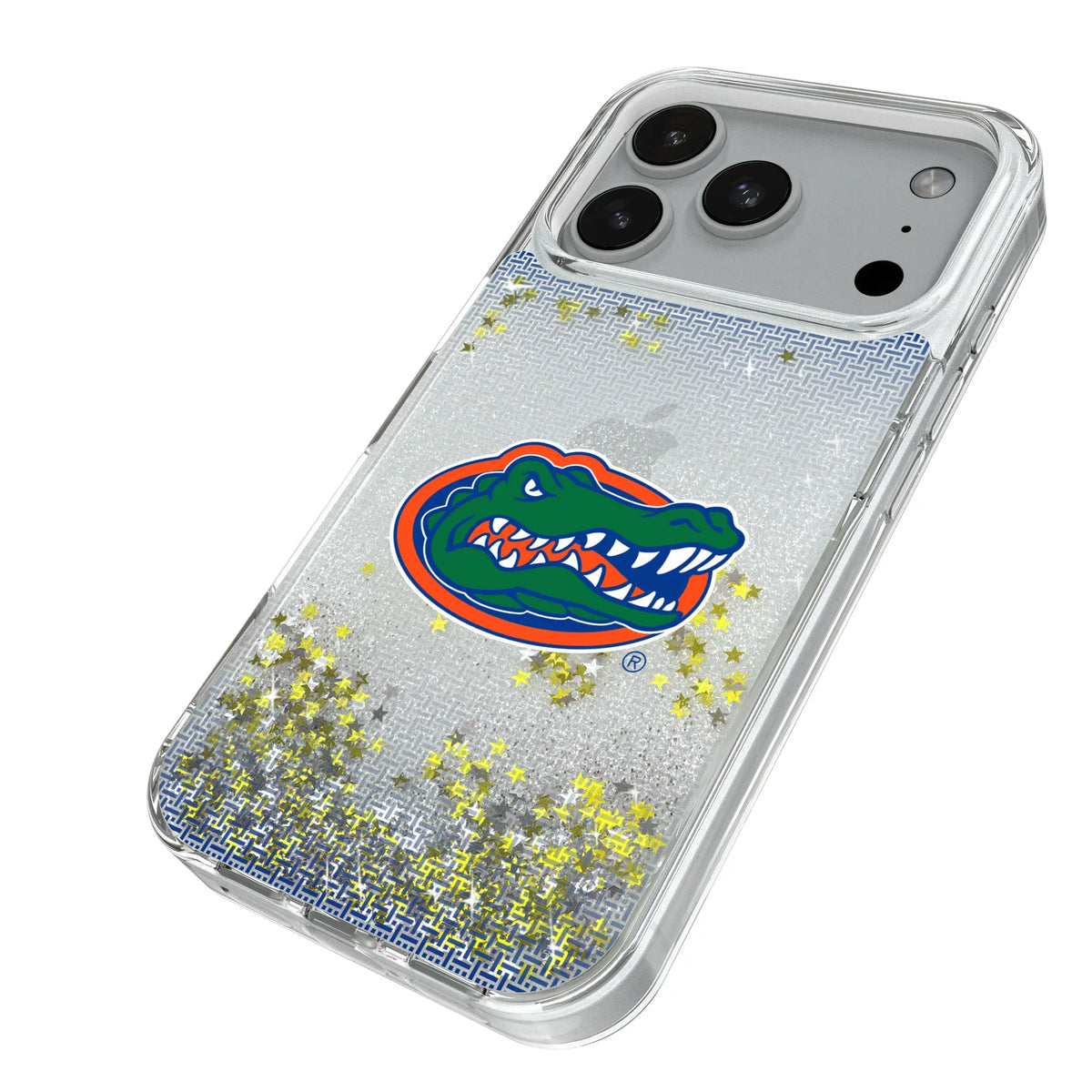 University of Florida Gators Linen iPhone Glitter Phone Case for Apple iPhone - Isometric View#Device_iPhone 18 Pro