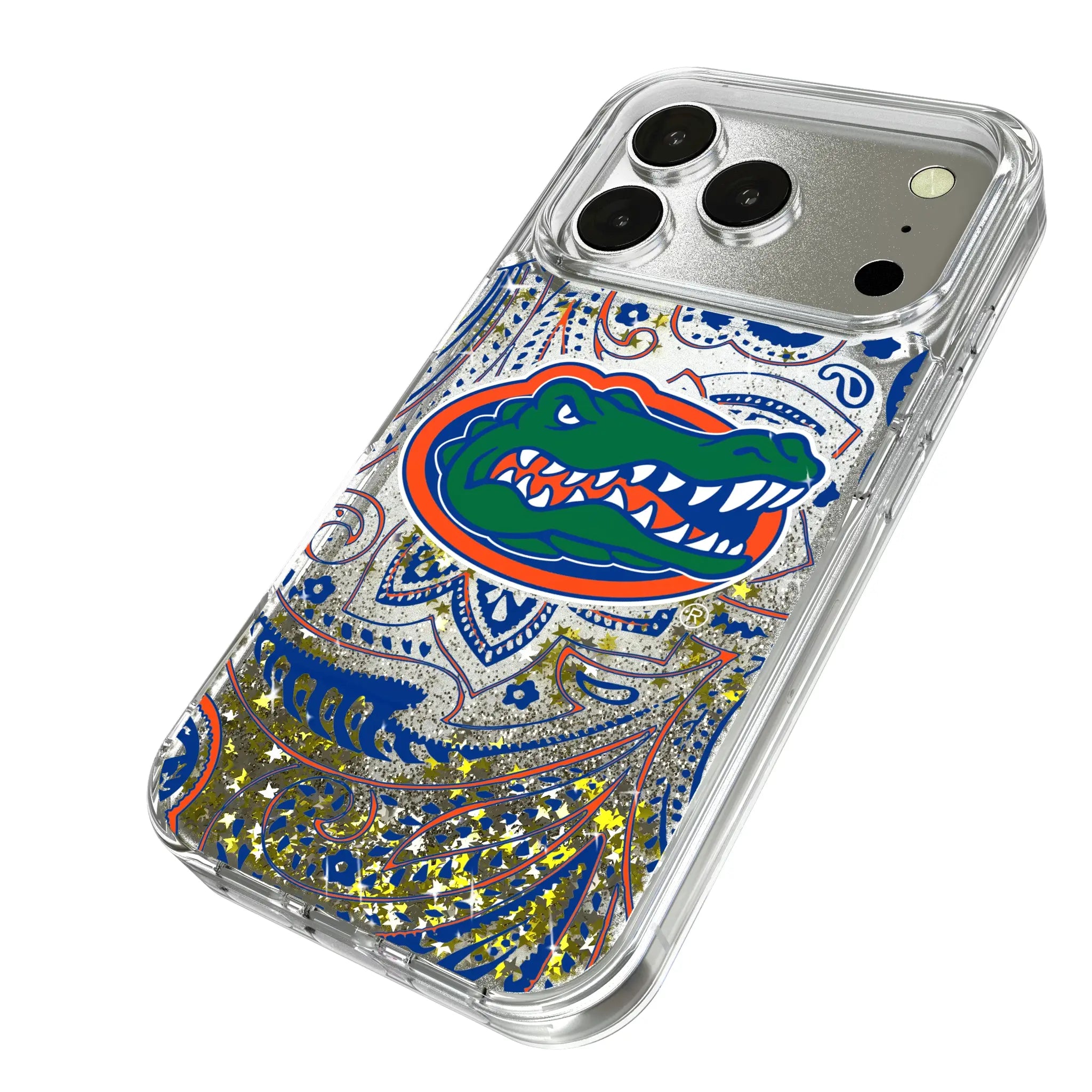 University of Florida Gators Paisley iPhone Glitter Phone Case for Apple iPhone - Isometric View