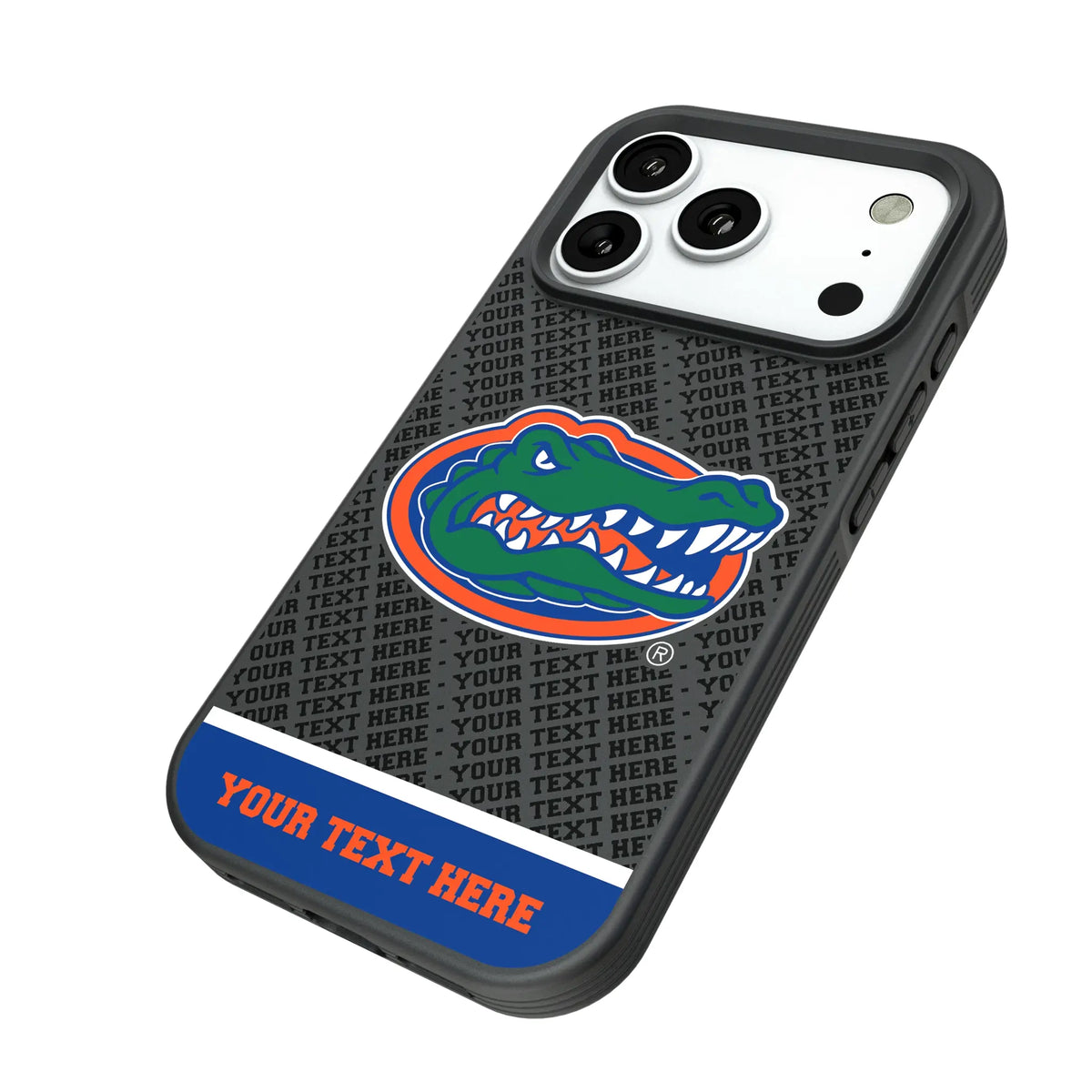 University of Florida Gators Personalized EndZone Plus iPhone Bump Phone Case for Apple iPhone - Isometric View#Device_iPhone 18 Pro