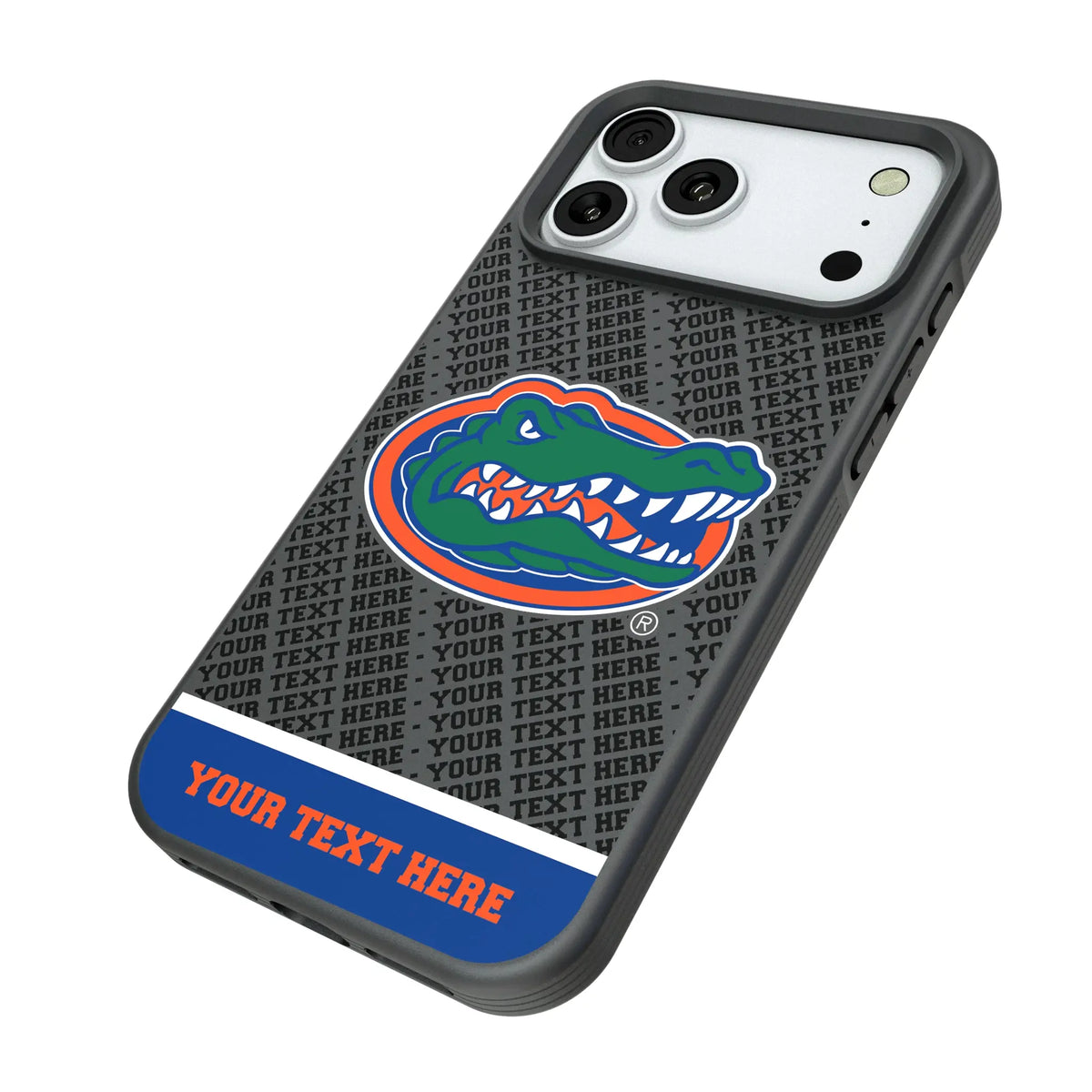 University of Florida Gators Personalized EndZone Plus iPhone Bump Phone Case for Apple iPhone - Isometric View#Device_iPhone 18 Pro Max