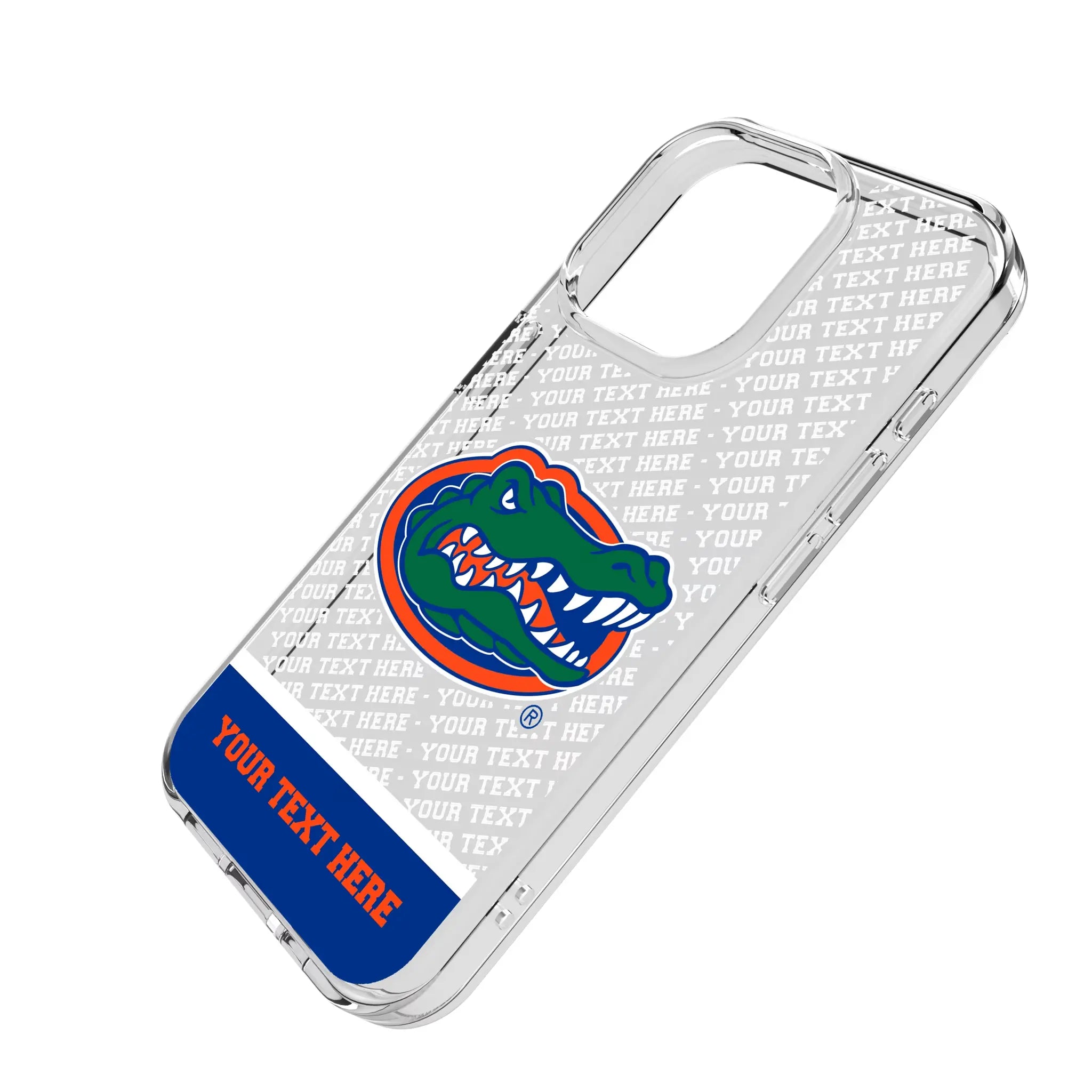 University of Florida Gators Personalized EndZone Plus iPhone Clear Phone Case for Apple iPhone - Isometric View