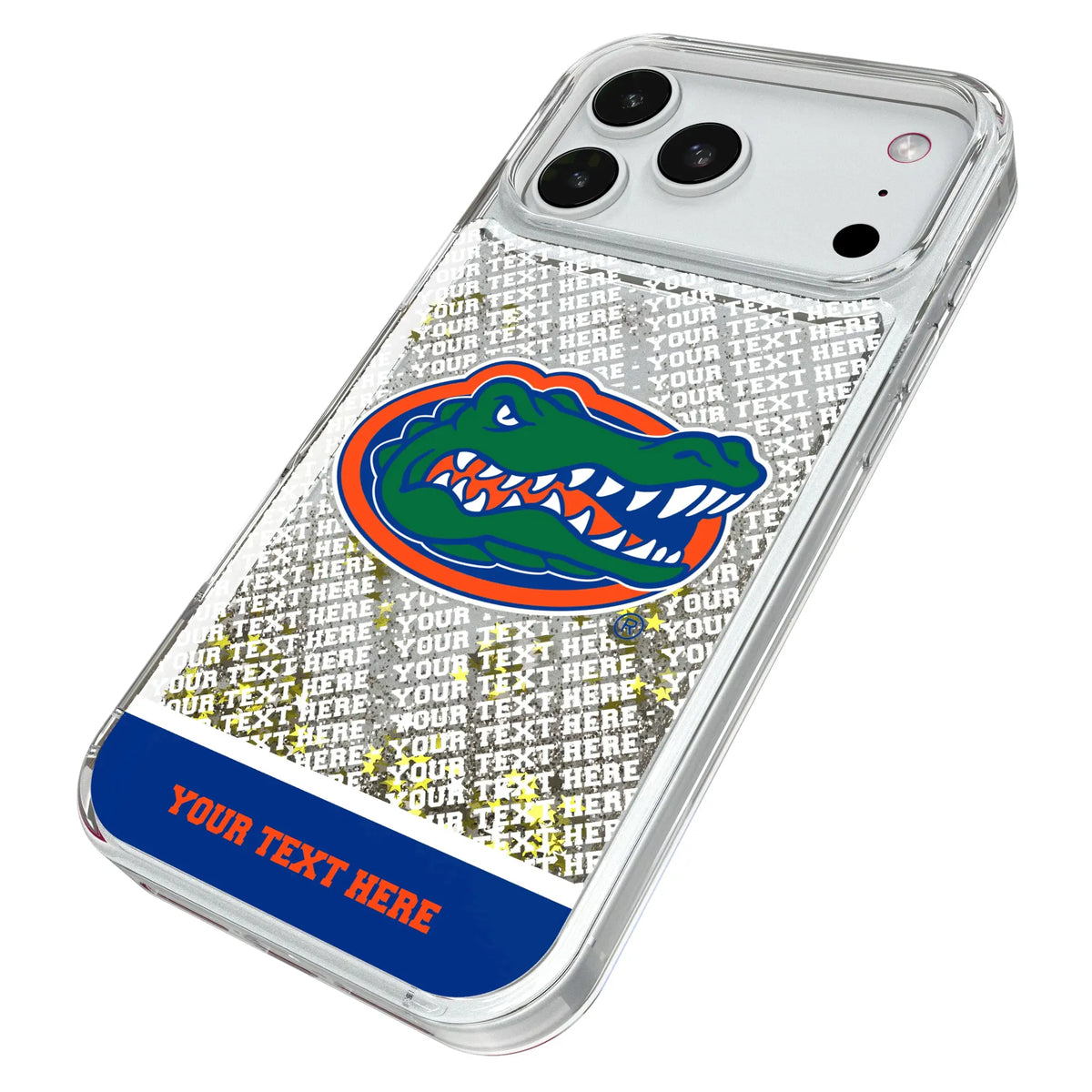 University of Florida Gators Personalized EndZone Plus iPhone Glitter Phone Case for Apple iPhone - Isometric View#Device_iPhone 18 Pro Max