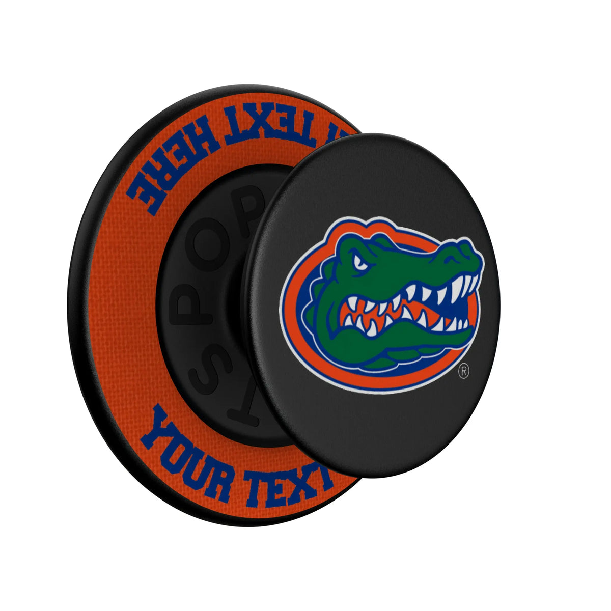 University of Florida Gators Personalized Endzone Solid Popsockets Round Magnetic - Isometric View