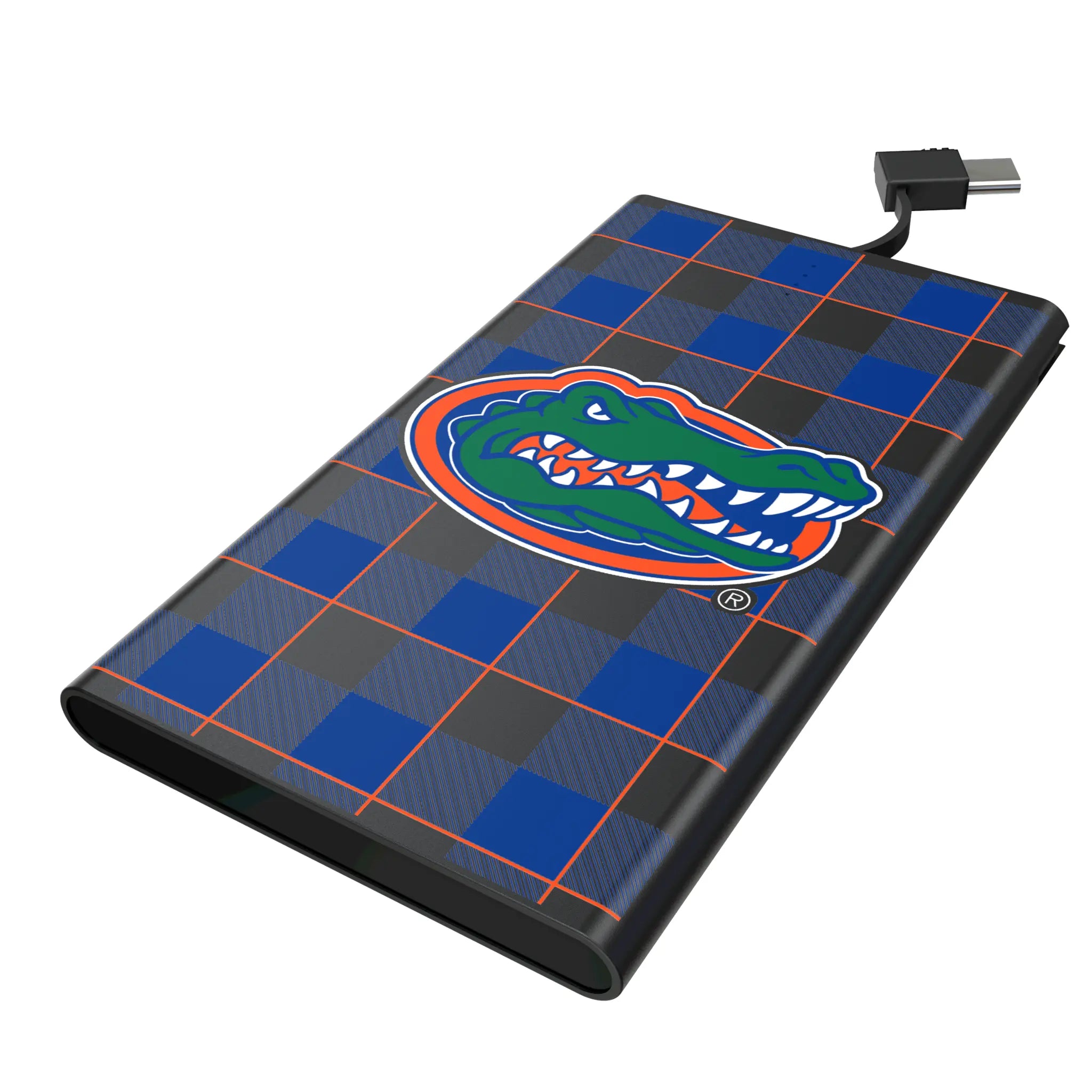 University of Florida Gators Plaid 5000mAh Flat Power Bank
