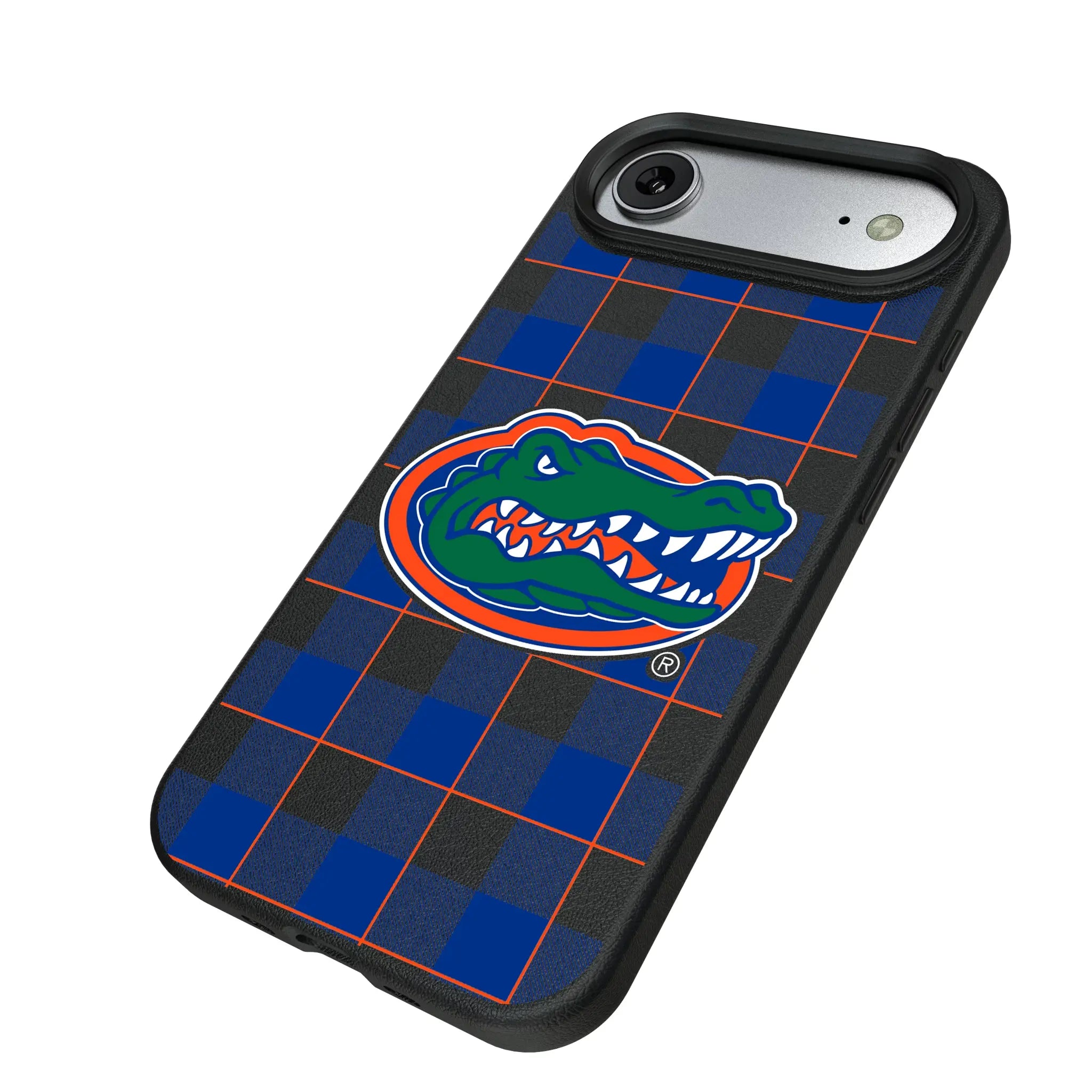 University of Florida Gators Plaid iPhone MagSafe Compatible Phone Case for Apple iPhone - Isometric View#Device_iPhone Air