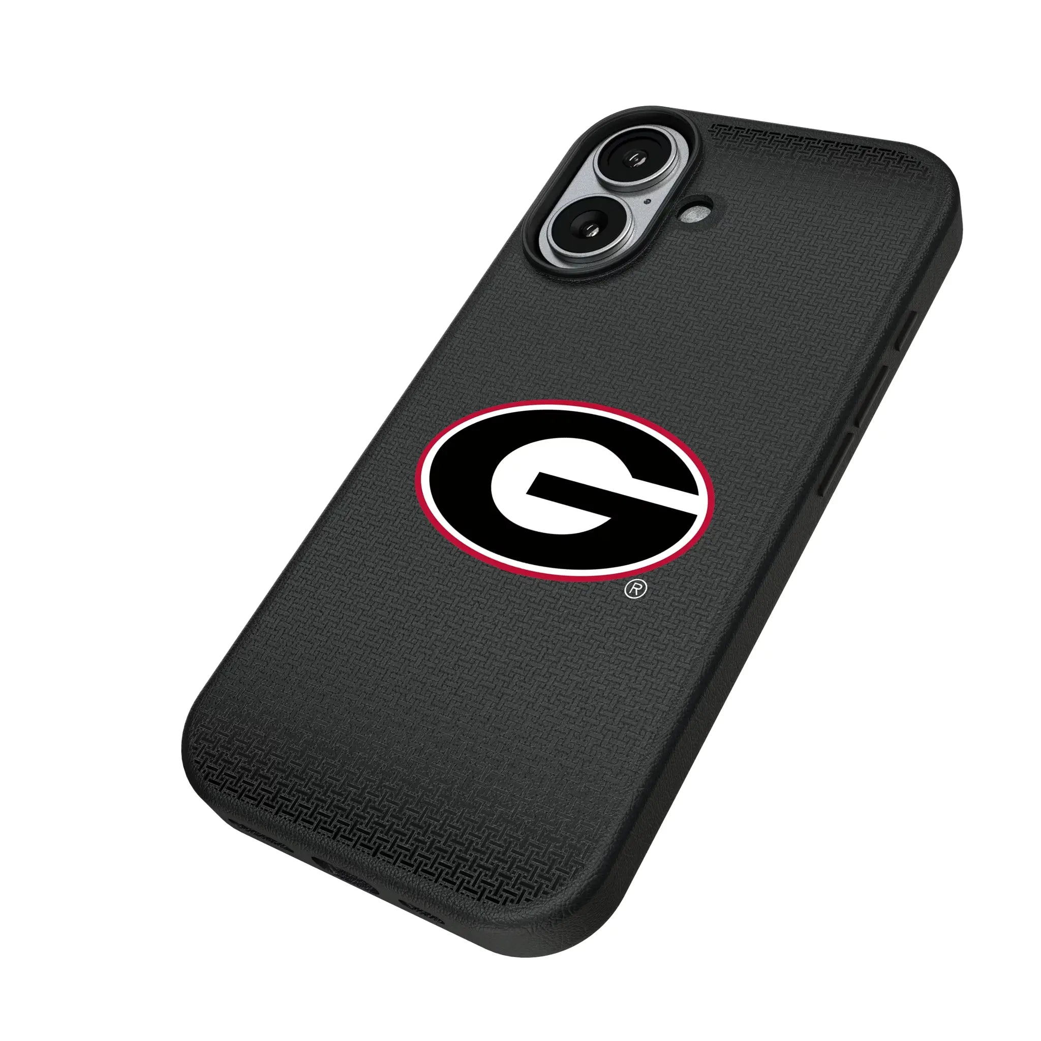 University of Georgia Bulldogs Linen iPhone MagSafe Compatible Phone Case for Apple iPhone - Isometric View#Device_iPhone 17