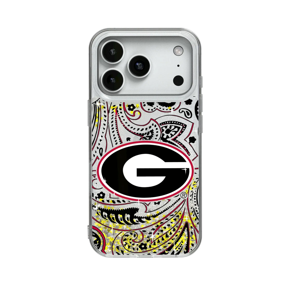 University of Georgia Bulldogs Paisley Glitter Phone Case for Apple iPhone
