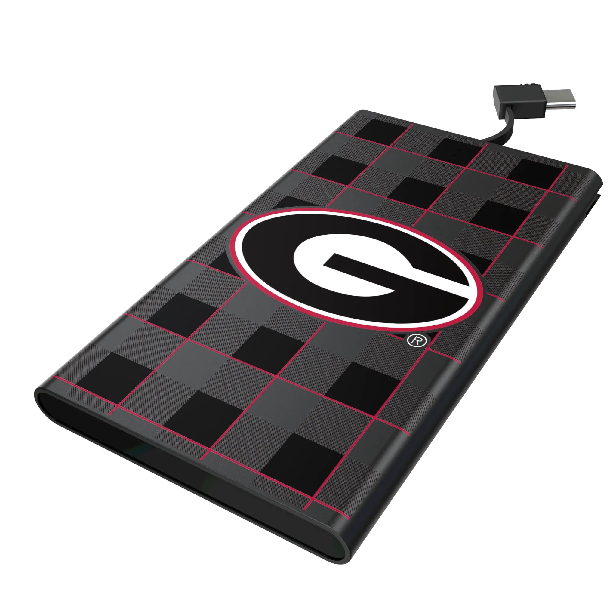 University of Georgia Bulldogs Plaid 5000mAh Flat Power Bank
