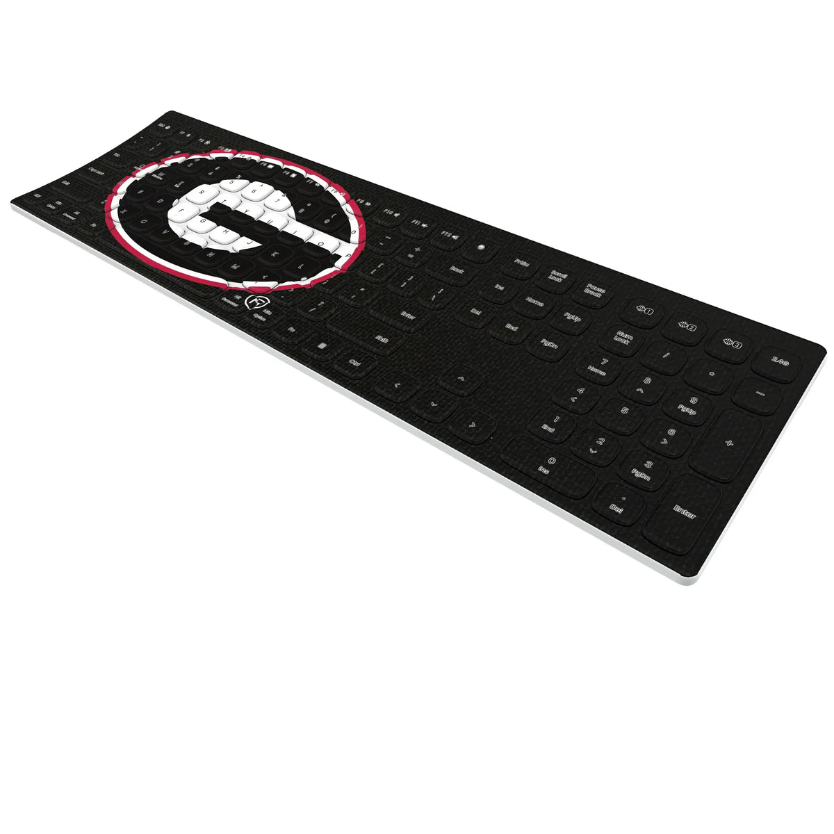 University of Georgia Bulldogs Solid KKB605 Curved Wireless Keyboard - Isometric View