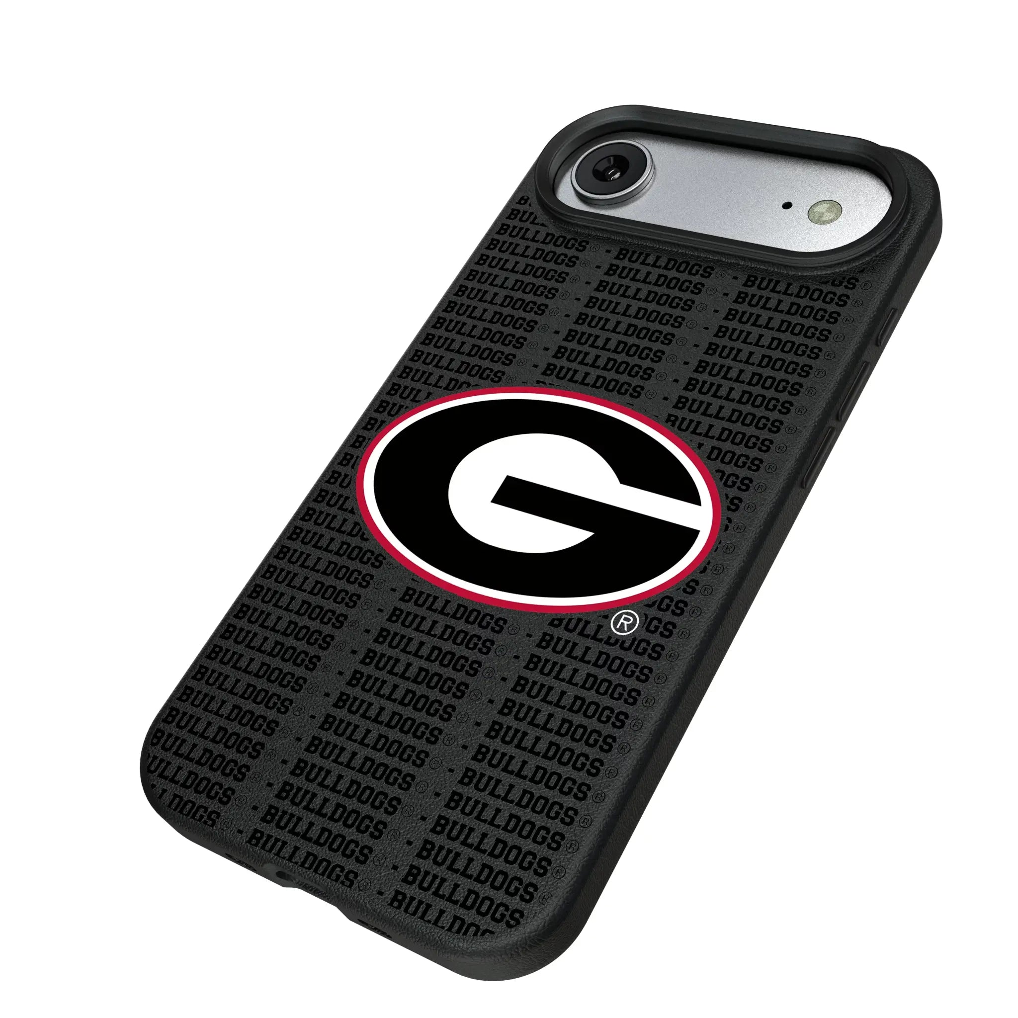 University of Georgia Bulldogs Text Backdrop iPhone MagSafe Compatible Phone Case for Apple iPhone - Isometric View#Device_iPhone Air