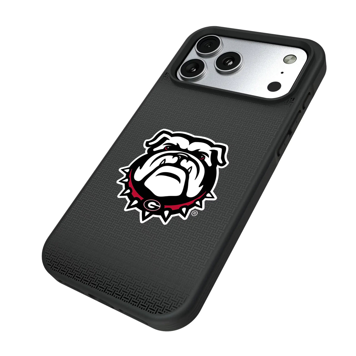 University of Georgia Bulldogs Uga Linen iPhone Bump Phone Case for Apple iPhone - Isometric View#Device_iPhone 17 Pro Max