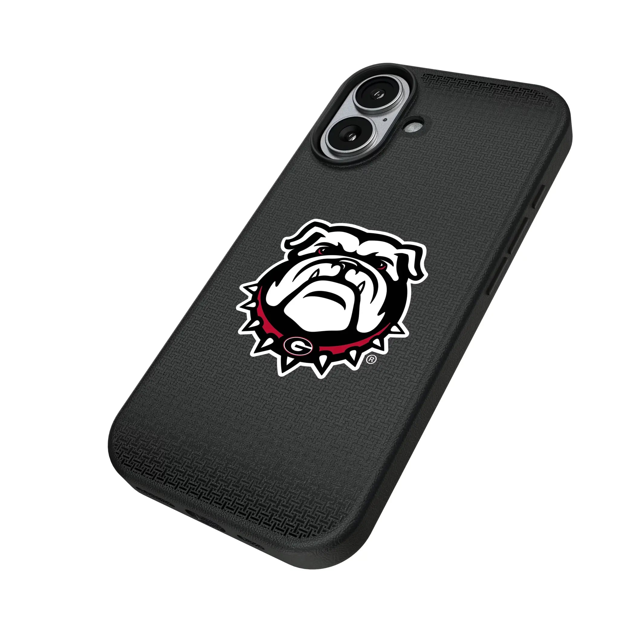 University of Georgia Bulldogs Uga Linen iPhone MagSafe Compatible Phone Case for Apple iPhone - Isometric View#Device_iPhone 17