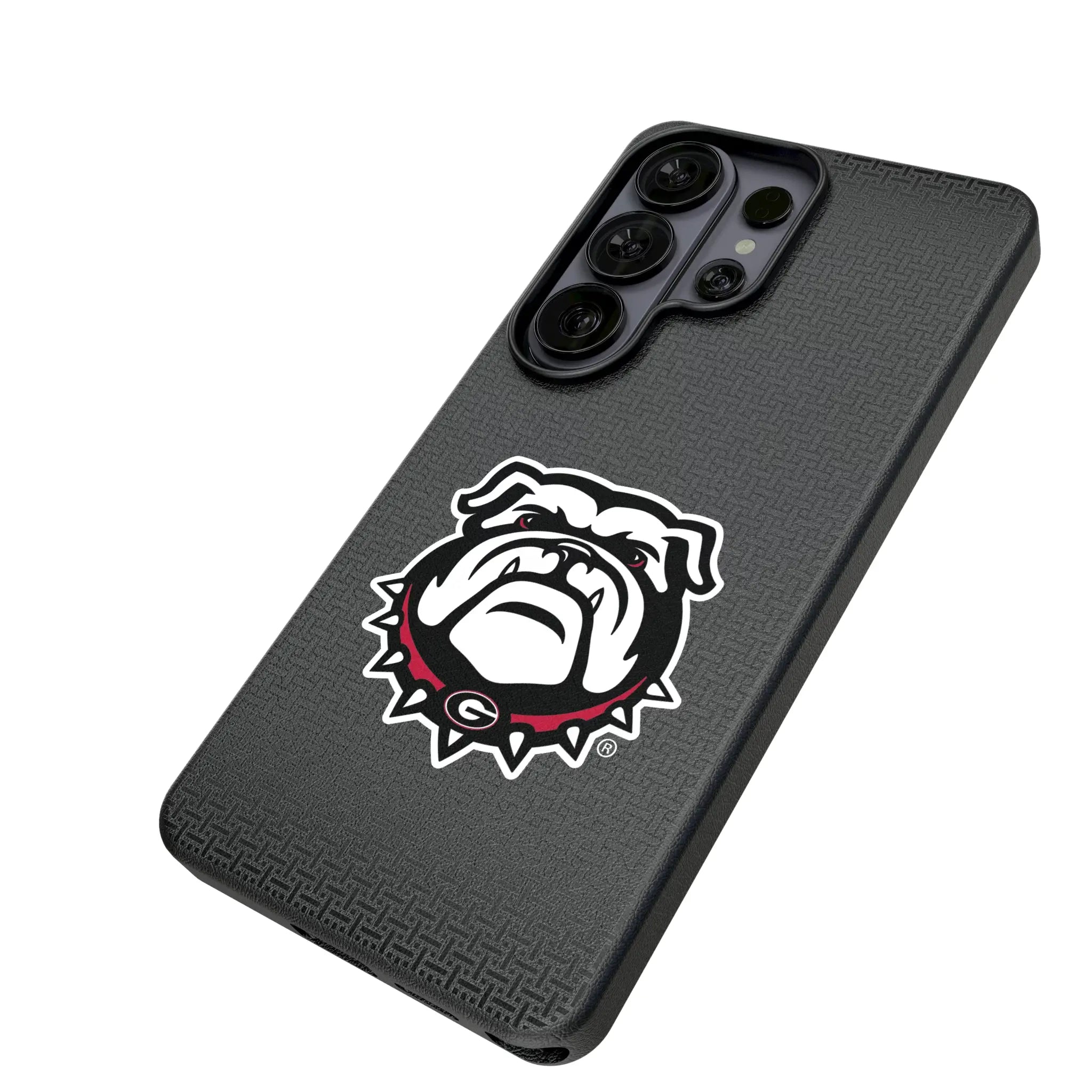 University of Georgia Bulldogs Uga Linen Galaxy MagSafe Compatible Phone Case for Samsung Galaxy - Isometric View#Device_Galaxy S26 Ultra