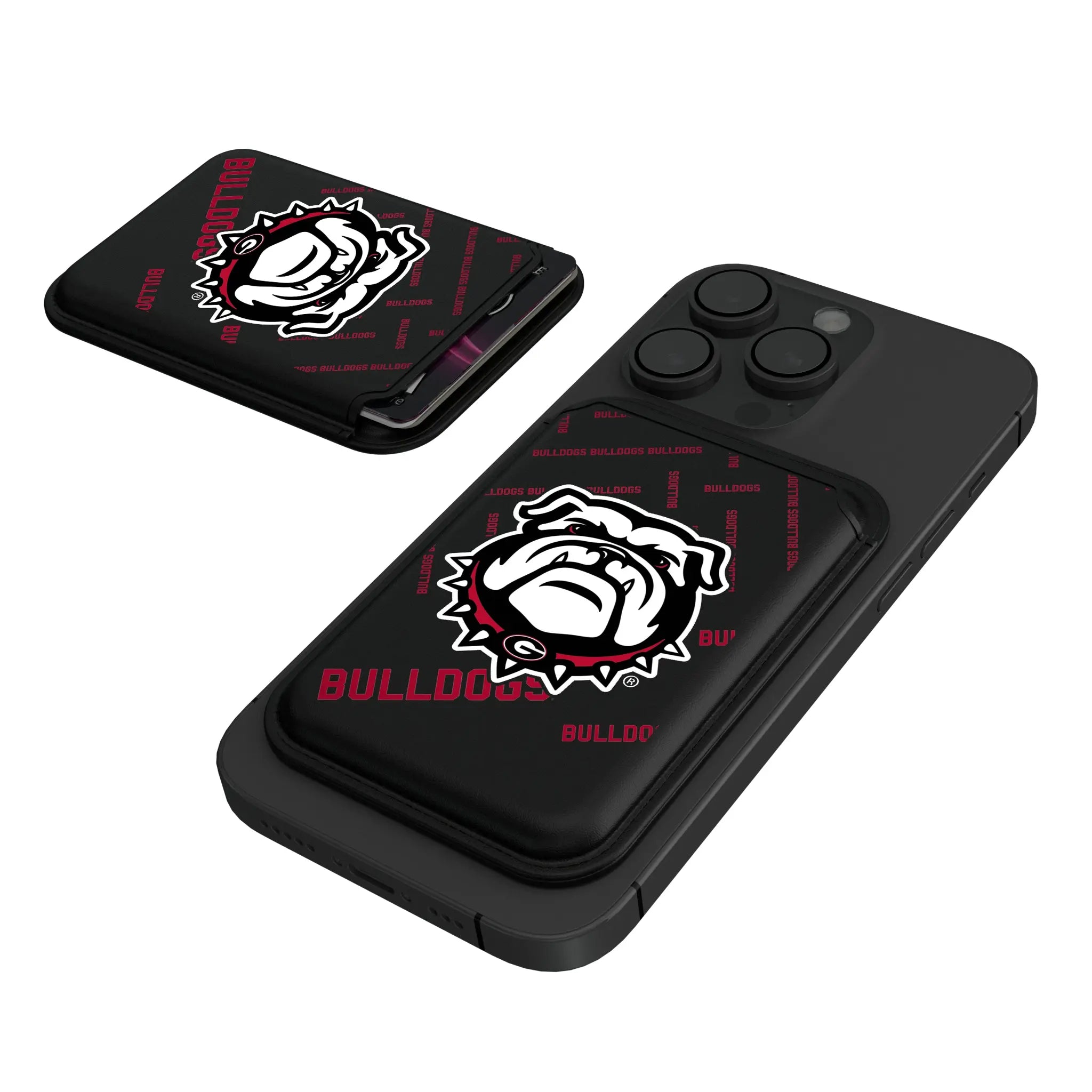 University of Georgia Bulldogs Uga Quadtile Black Magnetic Credit Card Wallet