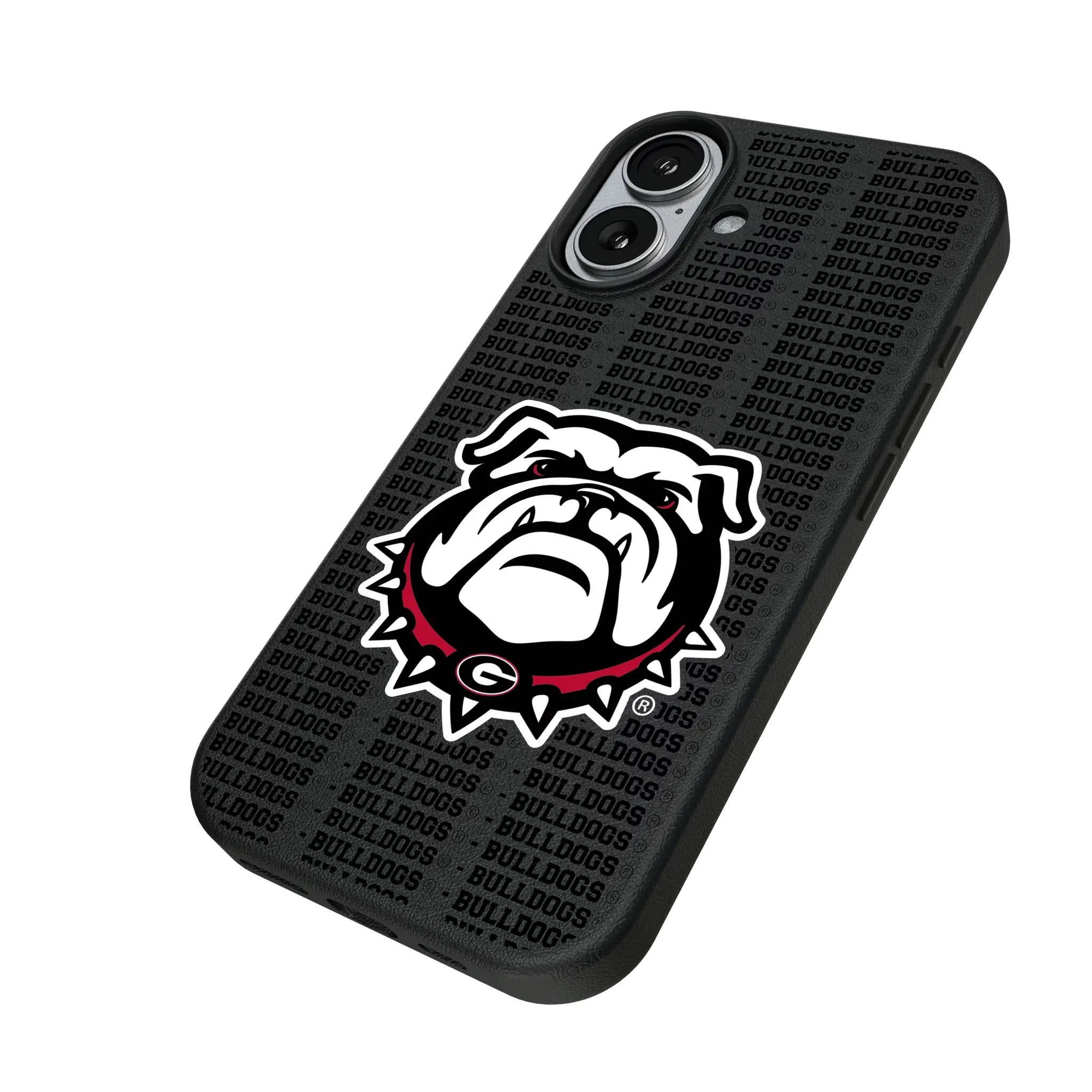 University of Georgia Bulldogs Uga Text Backdrop iPhone MagSafe Compatible Phone Case for Apple iPhone - Isometric View#Device_iPhone 17
