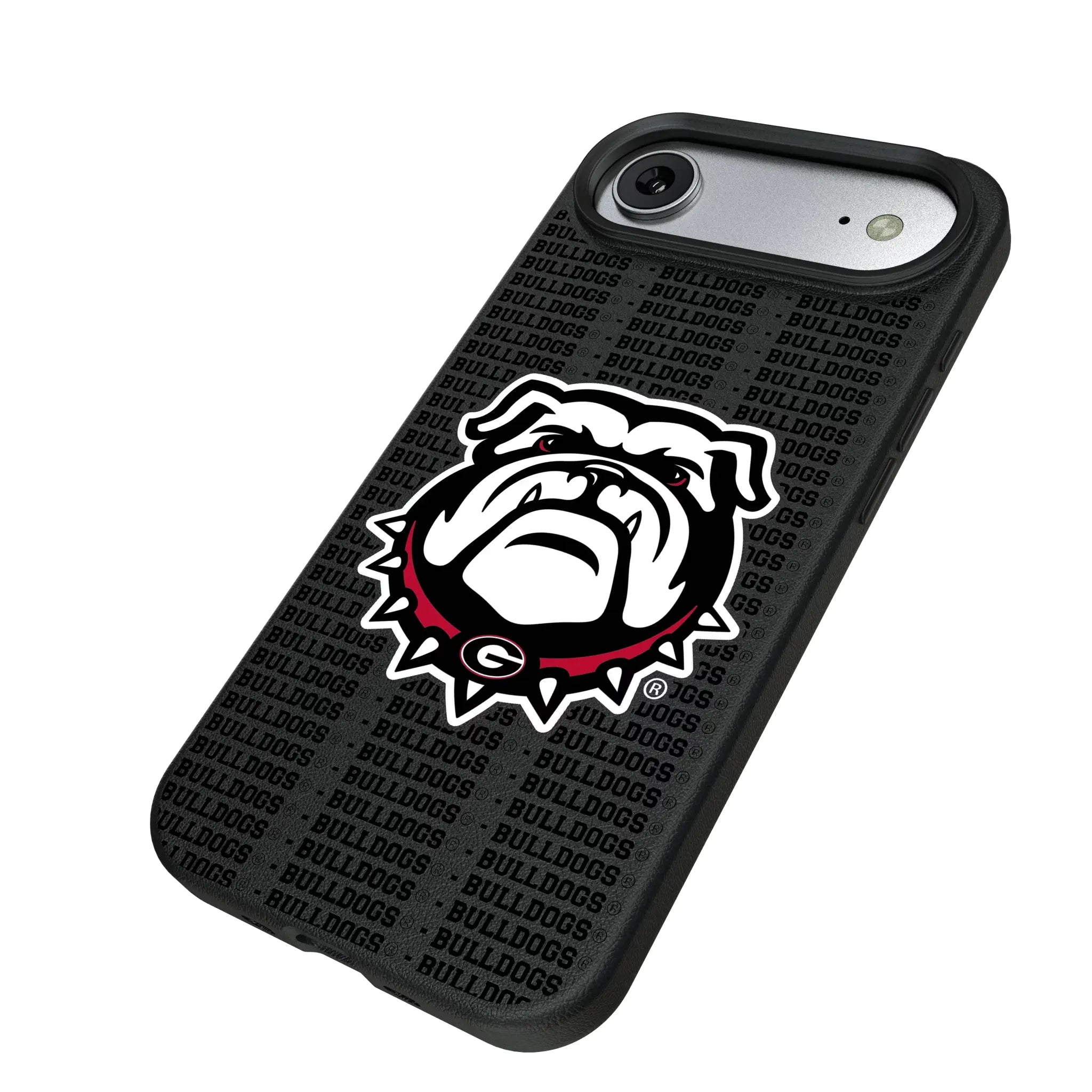 University of Georgia Bulldogs Uga Text Backdrop iPhone MagSafe Compatible Phone Case for Apple iPhone - Isometric View#Device_iPhone Air