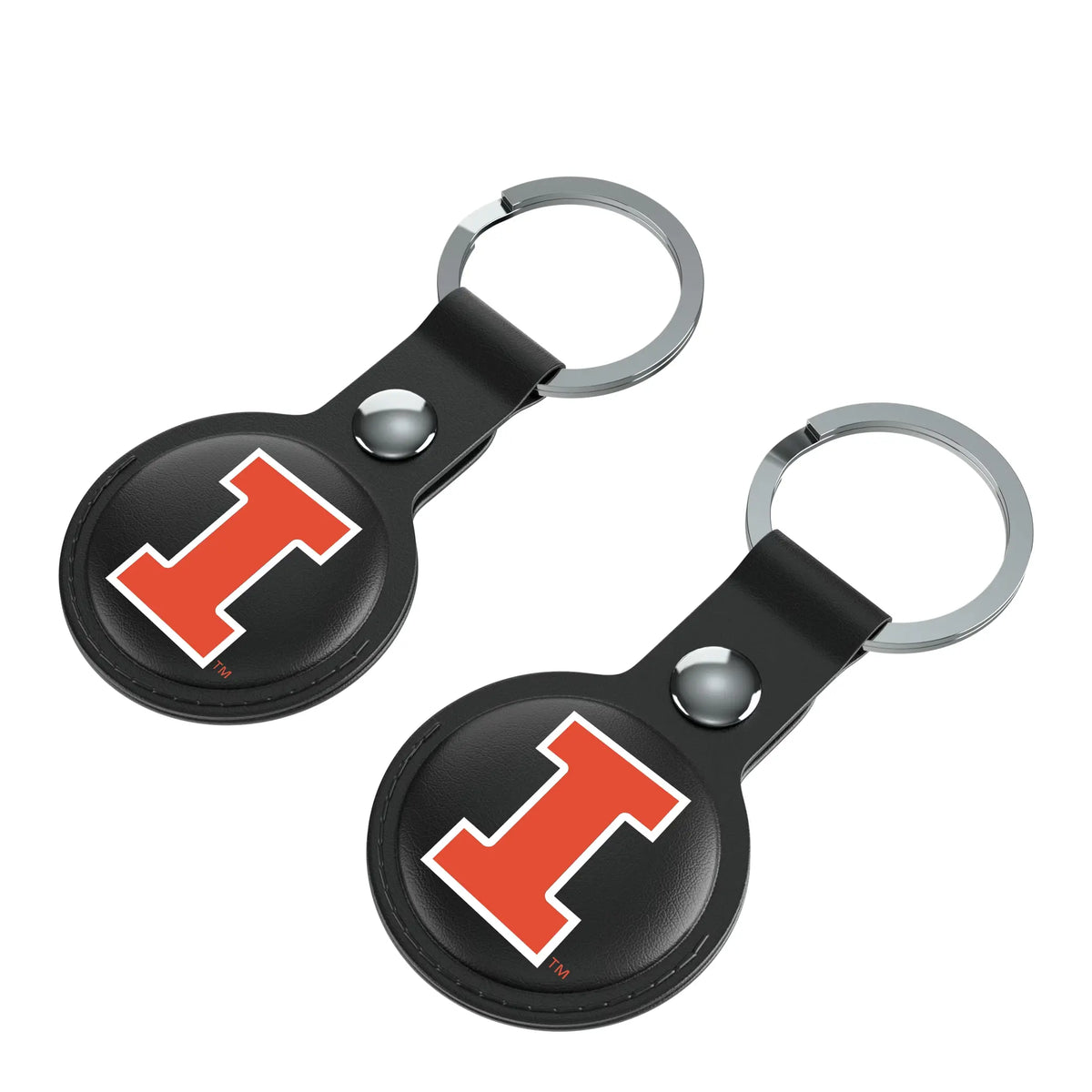 University of Illinois Fighting Illini Insignia AirTag Black Airtag Holder 2-Pack - Isometric View