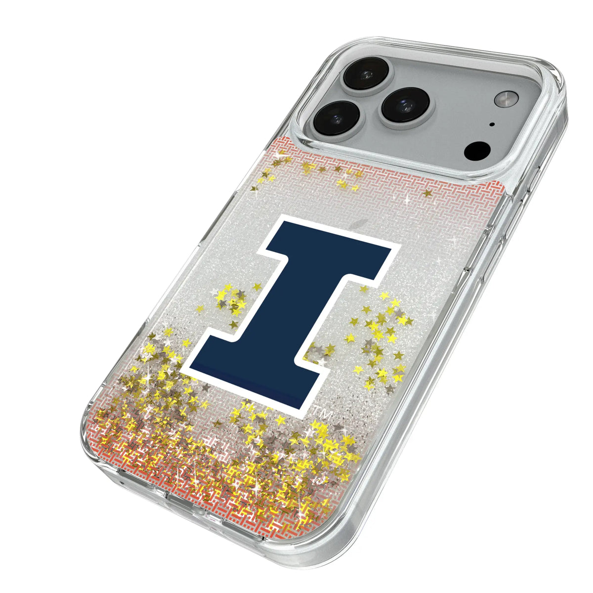 University of Illinois Fighting Illini Linen iPhone Glitter Phone Case for Apple iPhone - Isometric View#Device_iPhone 18 Pro