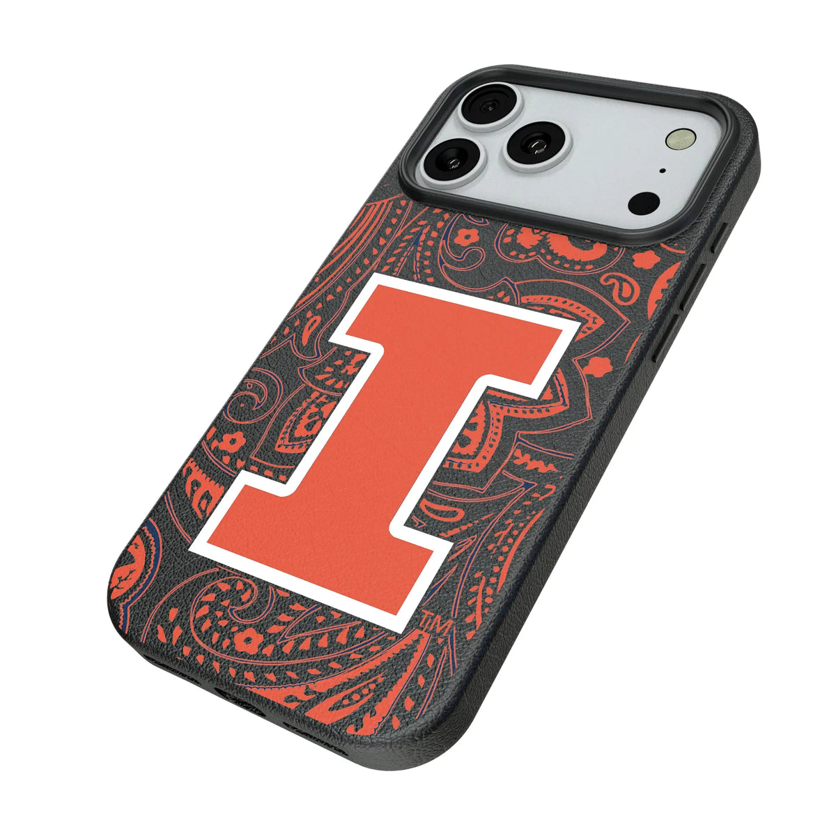 University of Illinois Fighting Illini Paisley iPhone MagSafe Compatible Phone Case for Apple iPhone - Isometric View#Device_iPhone 18 Pro Max