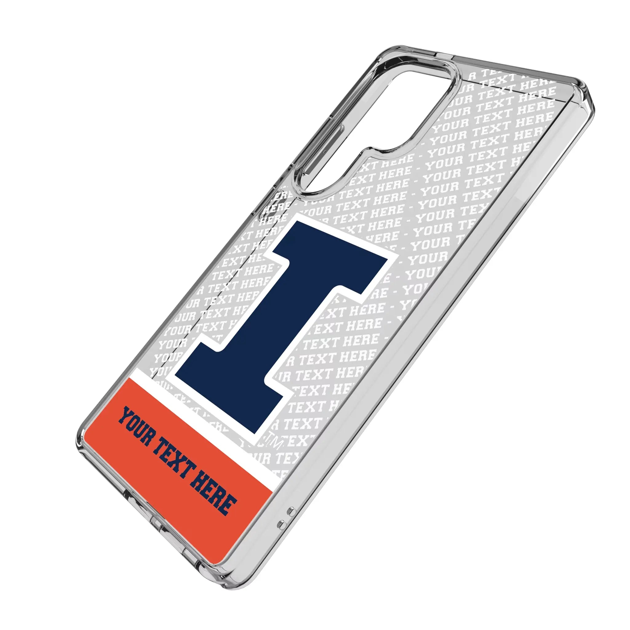 University of Illinois Fighting Illini Personalized EndZone Plus Galaxy Clear Phone Case for Samsung Galaxy - Isometric View#Device_Galaxy S25 Ultra