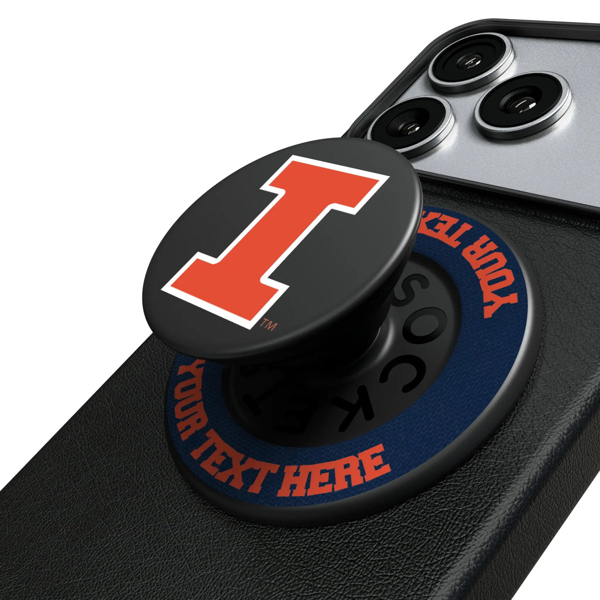 University of Illinois Fighting Illini Personalized Endzone Solid Popsockets Round Magnetic