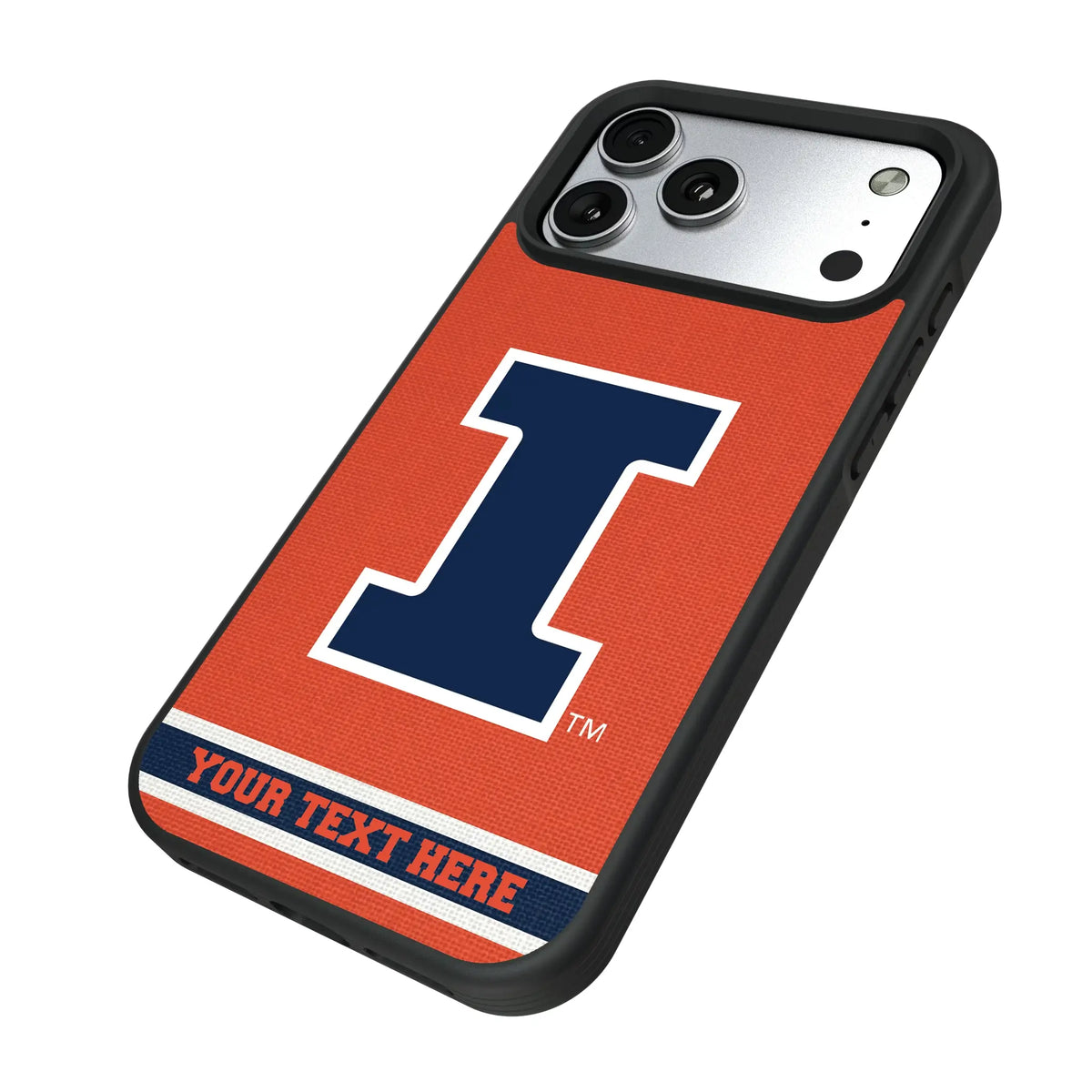 University of Illinois Fighting Illini Personalized Stripe iPhone Bump Phone Case for Apple iPhone - Isometric View#Device_iPhone 17 Pro Max