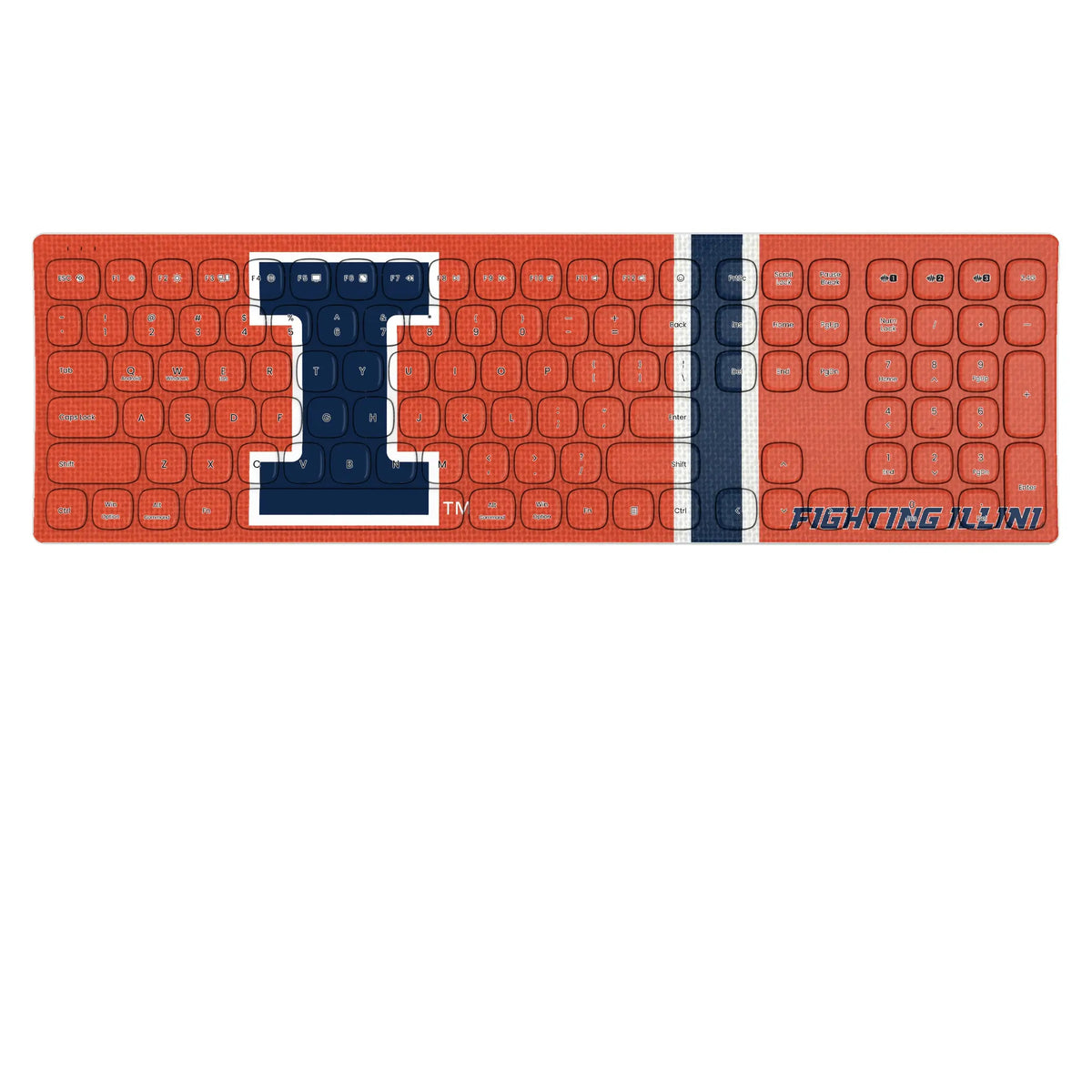 University of Illinois Fighting Illini Stripe KKB605 Curved Wireless Keyboard